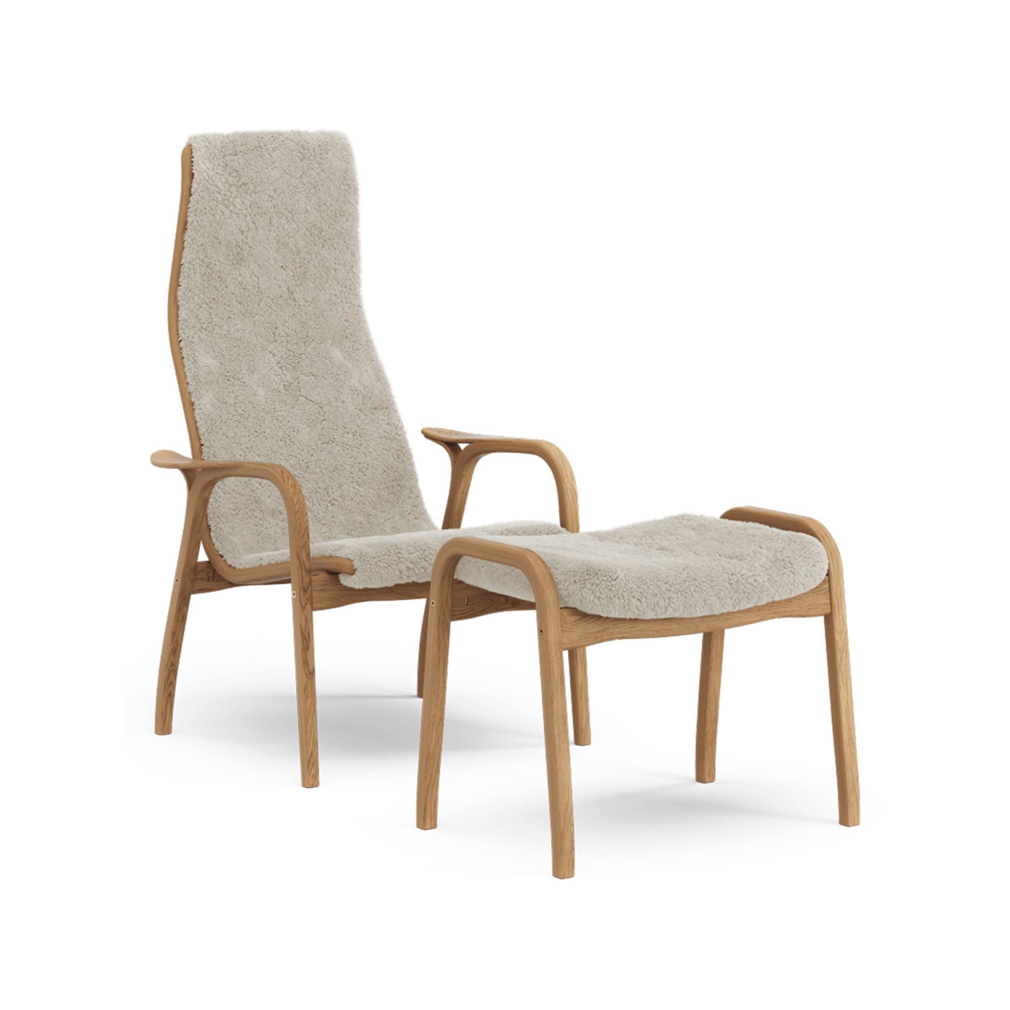 Swedese Lamino Lænestol Med Fodskammel Høj Olieret Moonlight Fåreskind