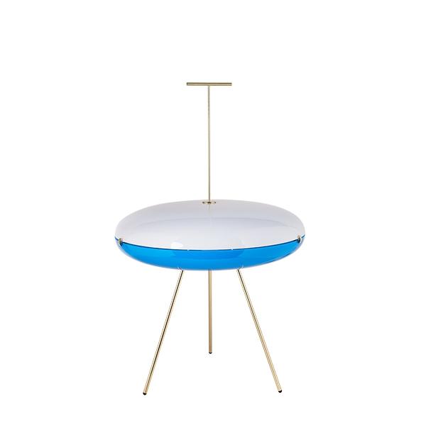 TATO Luna horizontal Floor Lamp Brass & White/Blue