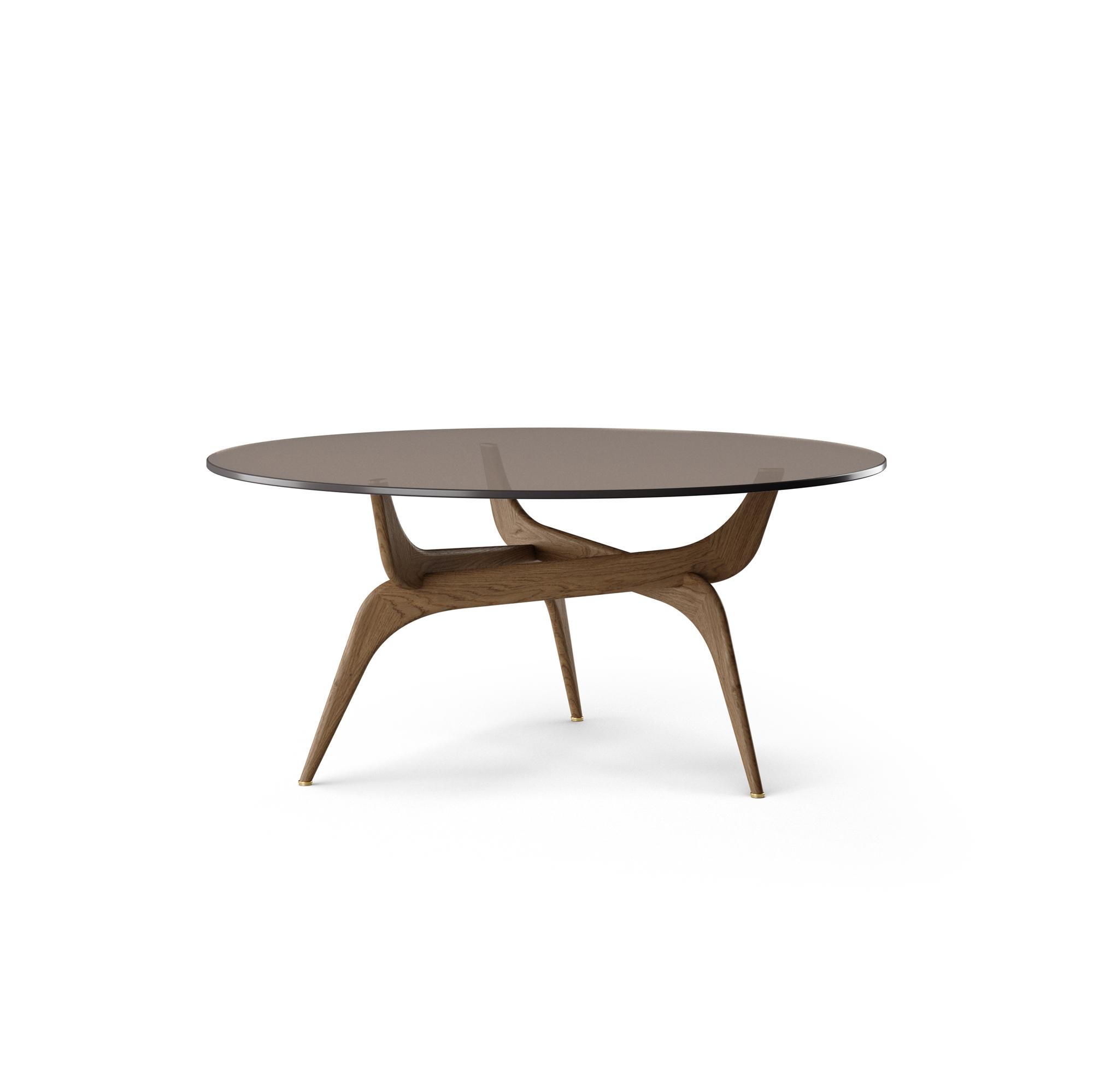 Brdr. Krüger TRIIIO Salontafel Ø90 Gerookt Eiken Geolied/ Brons Glas