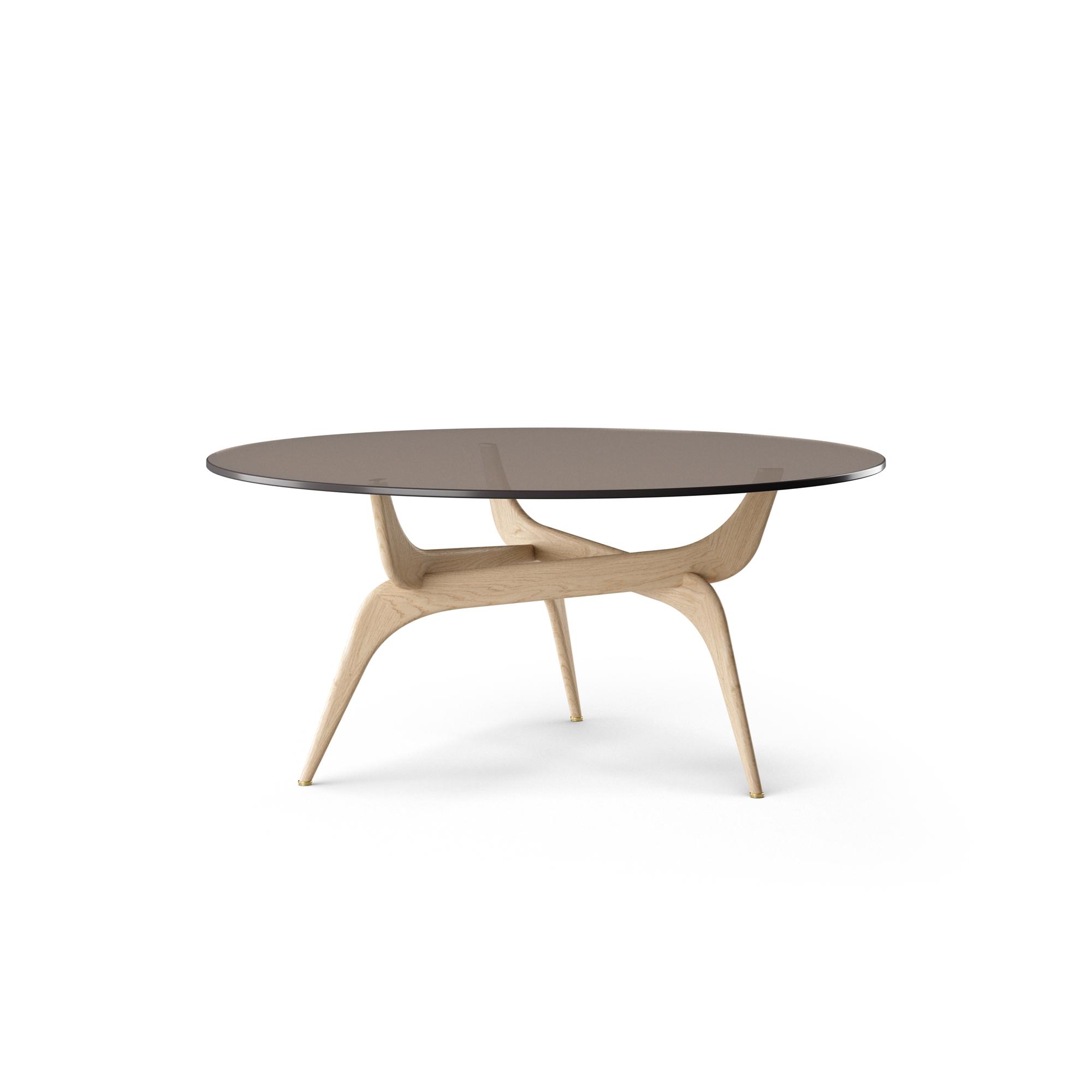 Brdr. Krüger TRIIIO Salontafel Ø90 Eiken Helder Wax Geolied/ Brons Glas