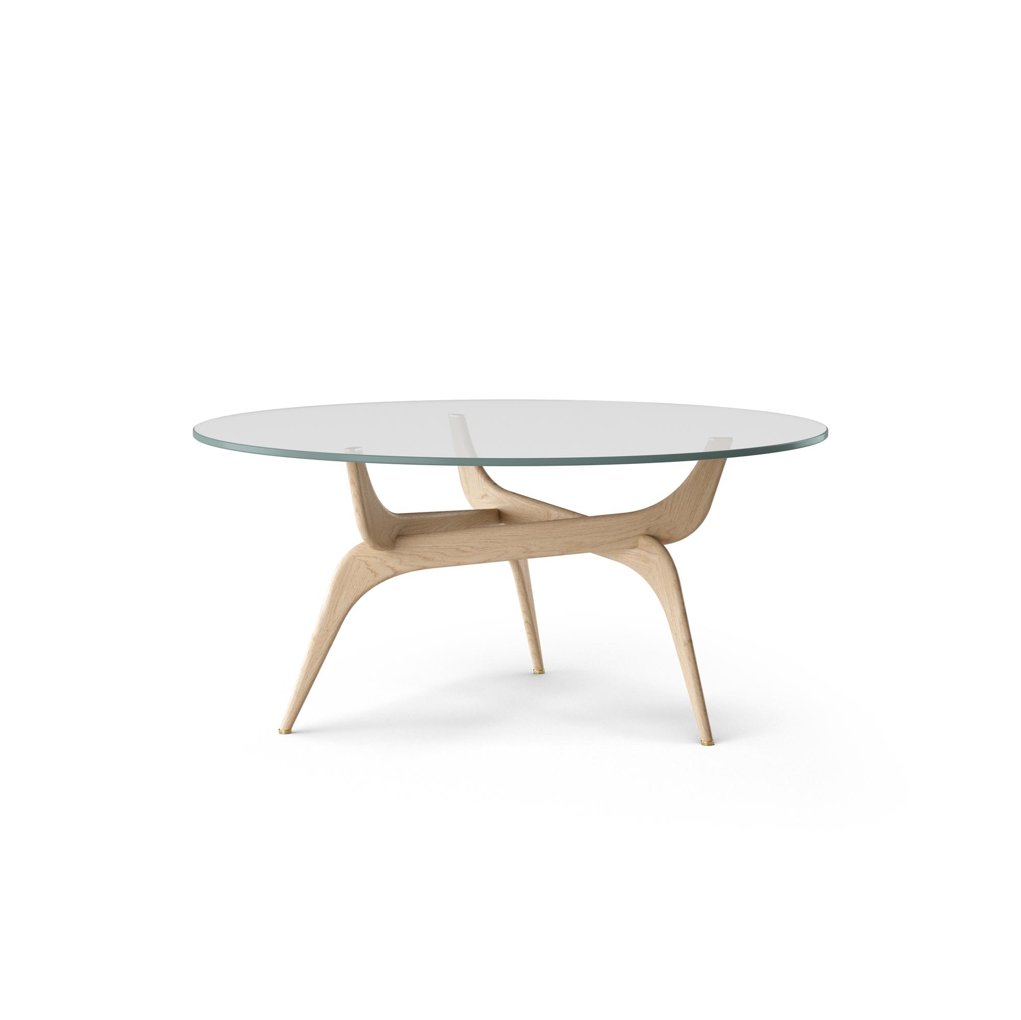 Brdr. Krüger TRIIIO Salontafel Ø90 Eiken Helder Wax Geolied/ Helder Glas