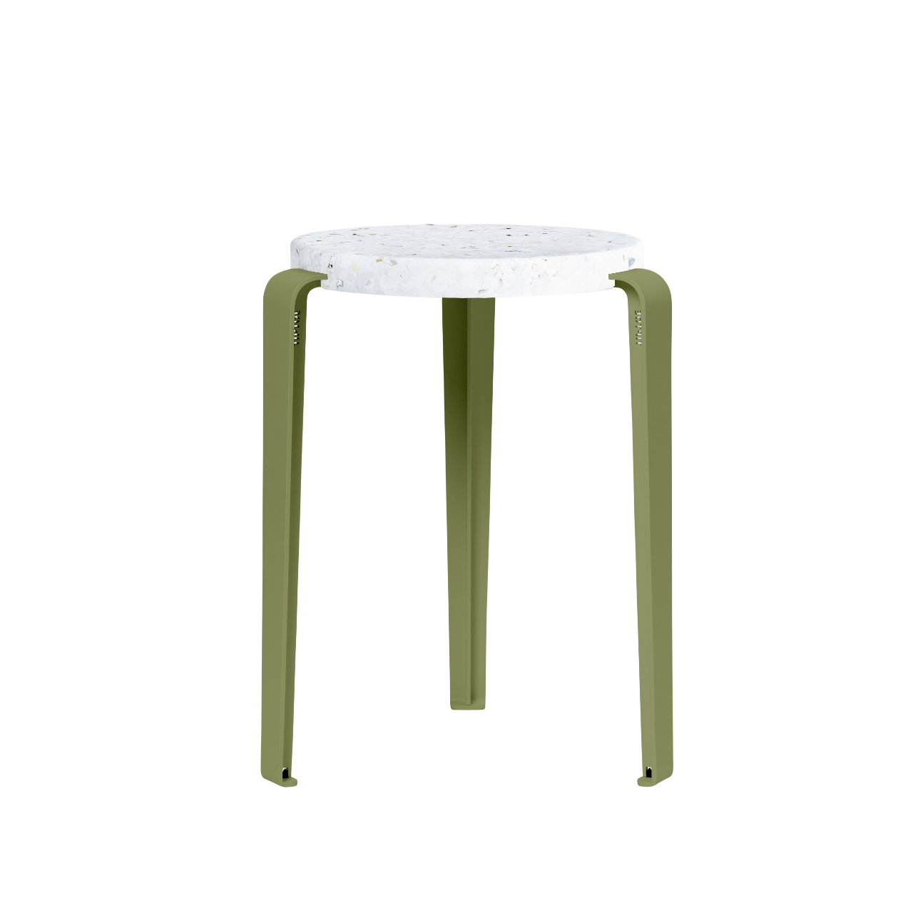 Sgabello TipToe LOU in plastica riciclata Bianco/verde kaki