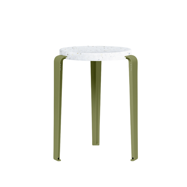 LOU Stool Recycled Plastic White/Khaki Green