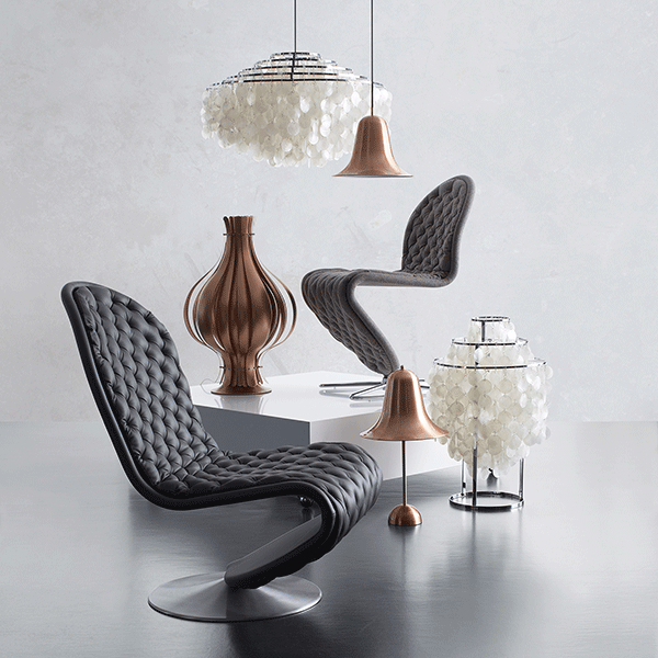 Verner Panton Pantop Bordlampe Børstet Kobber