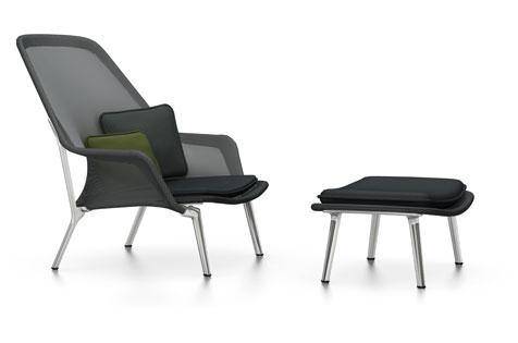 Vitra Slow Chair & Ottoman Tricot/Noir/Poli