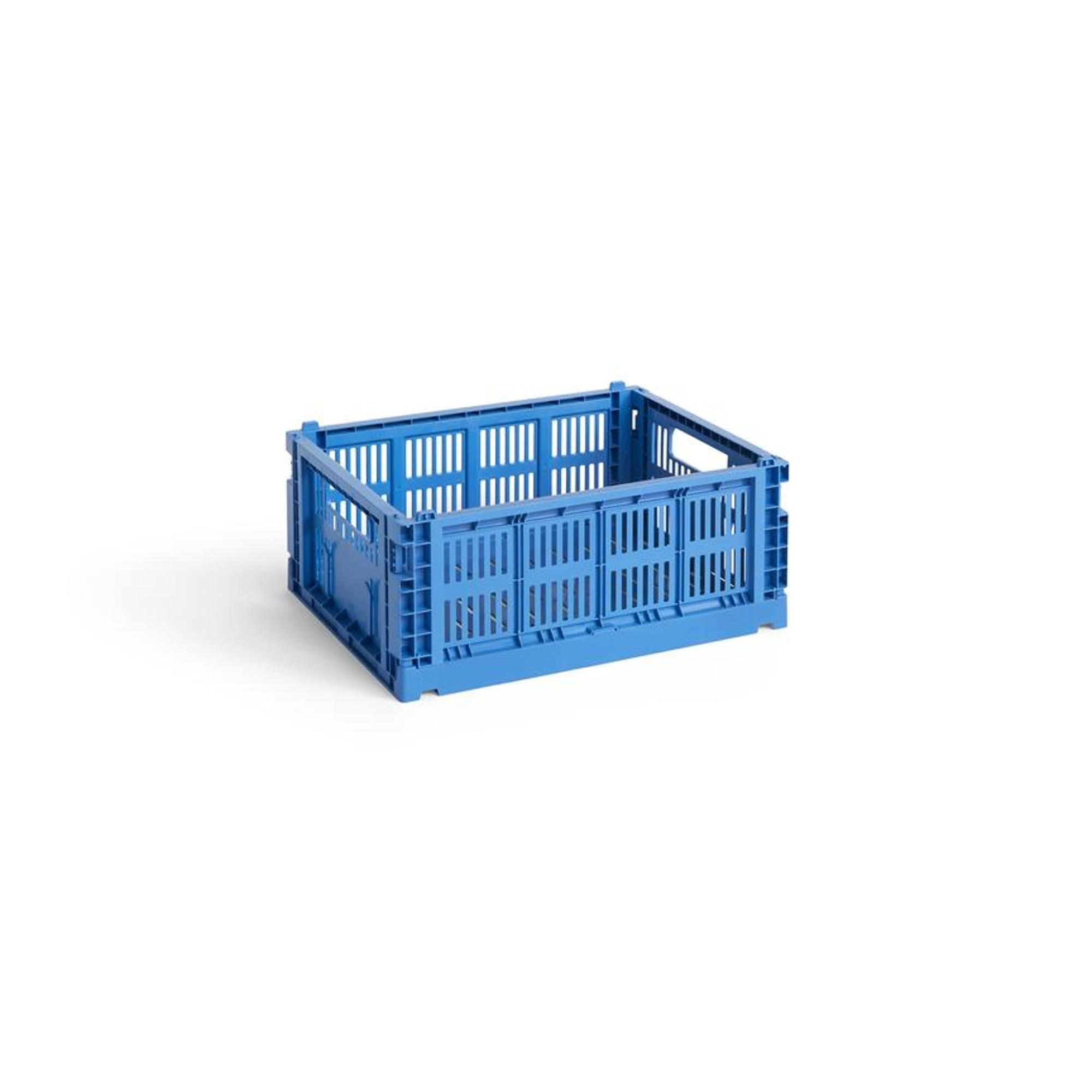 Caja de Almacenamiento HAY Colour Crate, Tamaño Mediano, Azul Eléctrico