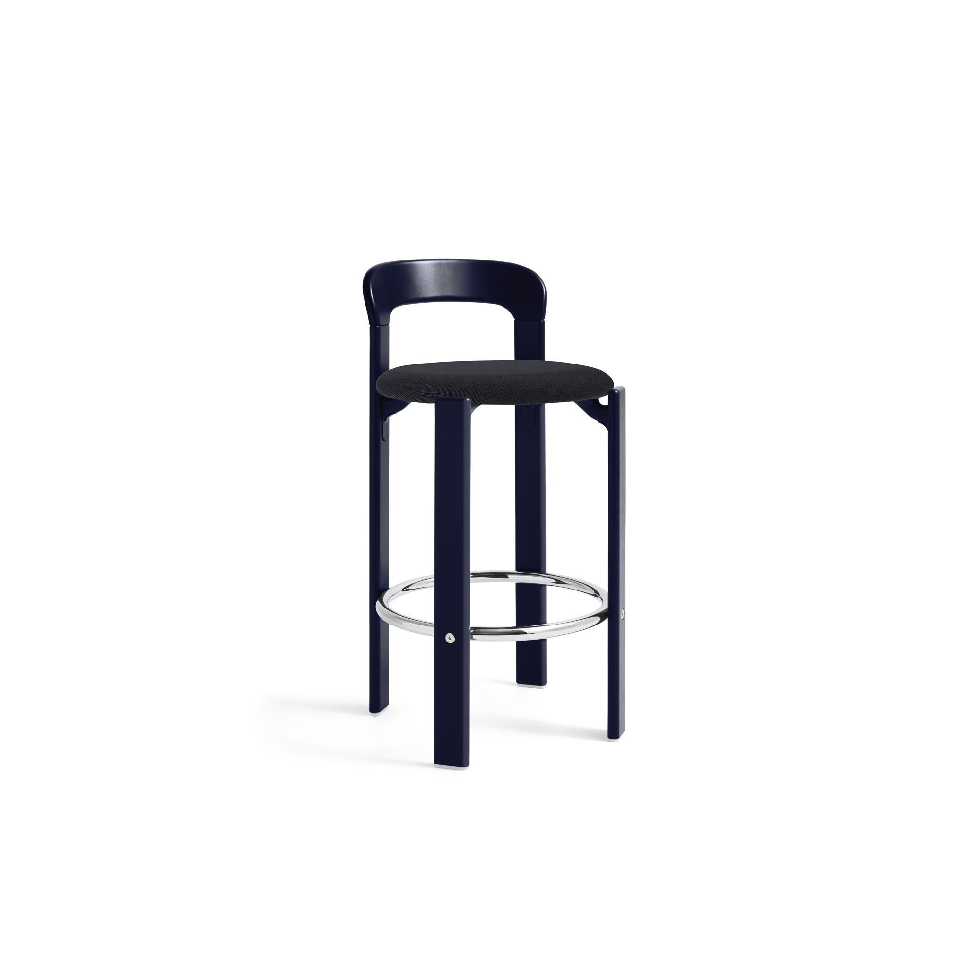 HAY Rey Bar Stool H65 With Padded Seat Deep Blue Water