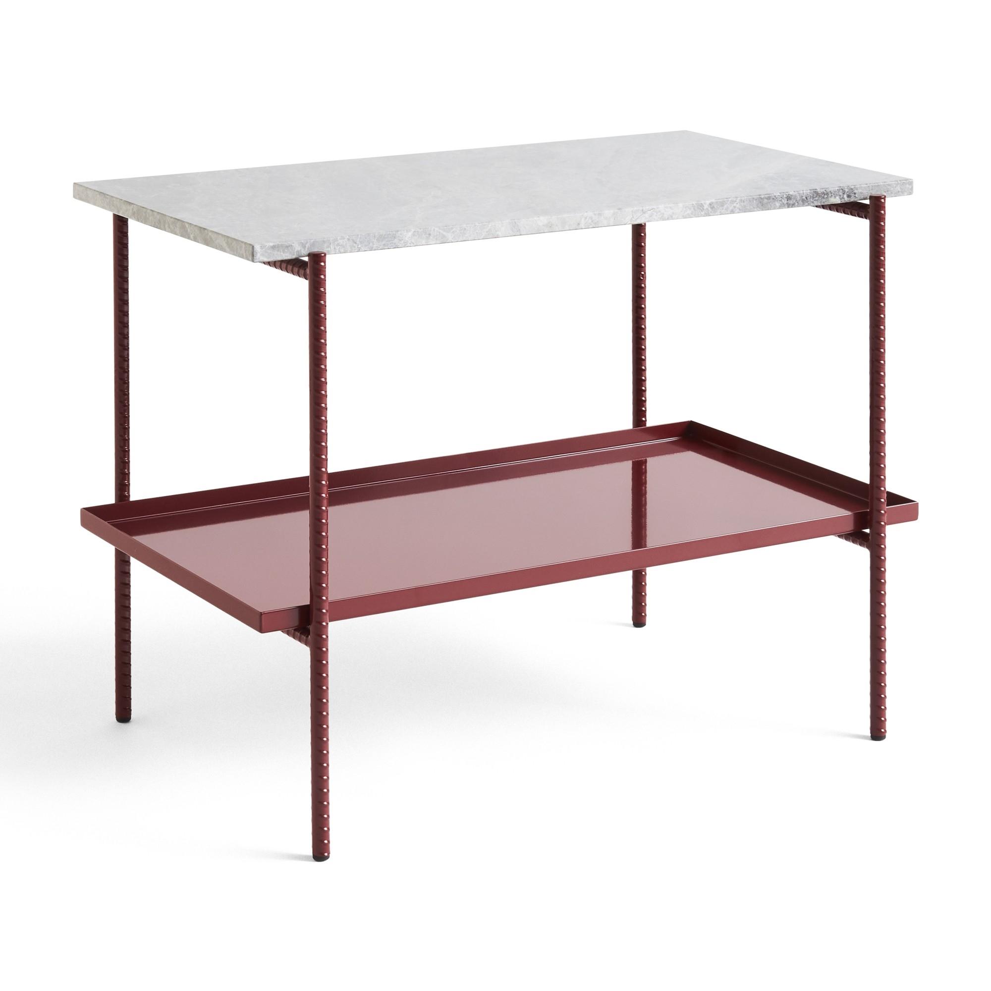 HAY Rebar Side Table L45 Red/ Gray Marble