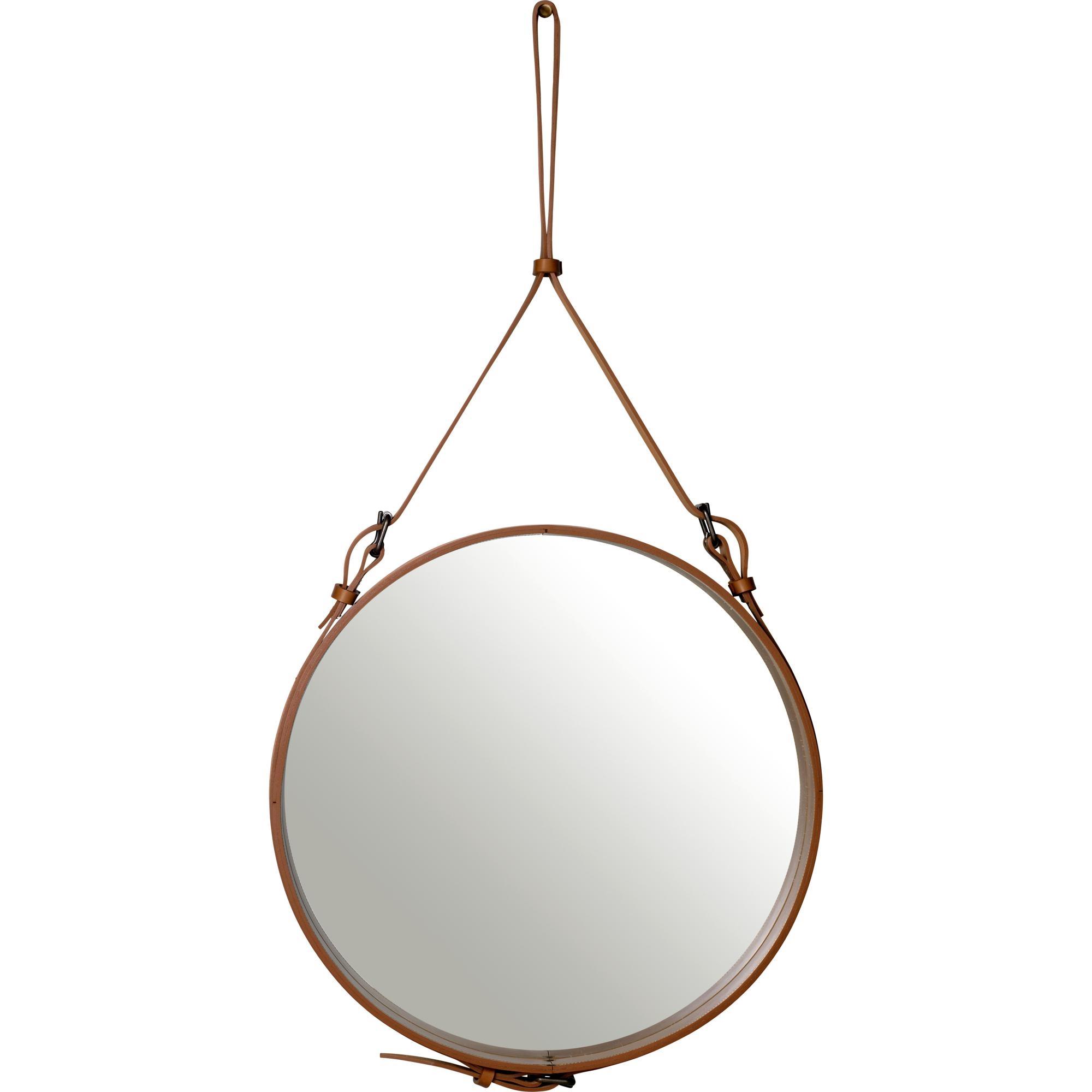 GUBI Adnet Wall Mirror Circular Tan Leather Ø58 cm