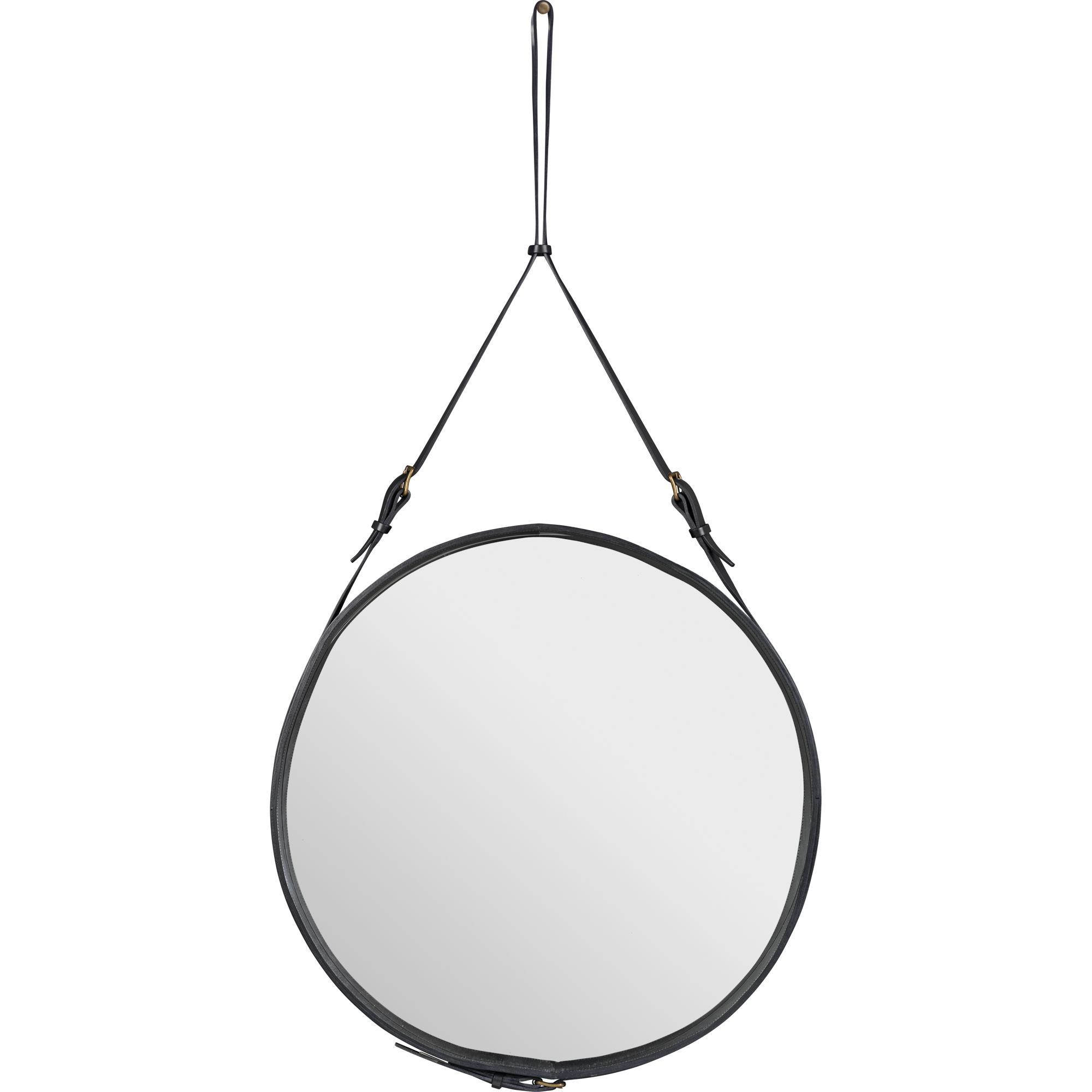 GUBI Adnet Wall Mirror Circular Black Leather Ø70 cm