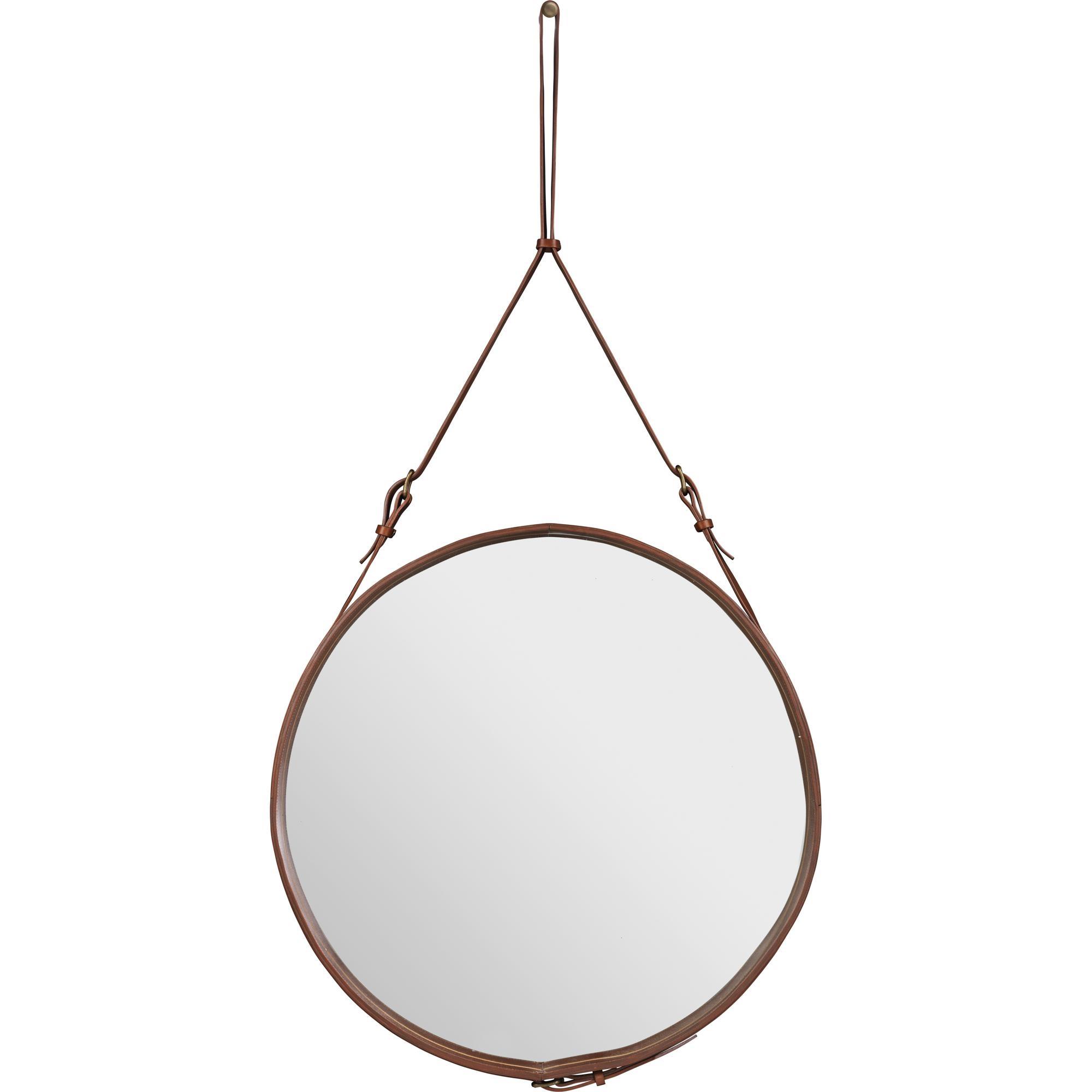 GUBI Adnet Wall Mirror Circular Tan Leather Ø70 cm