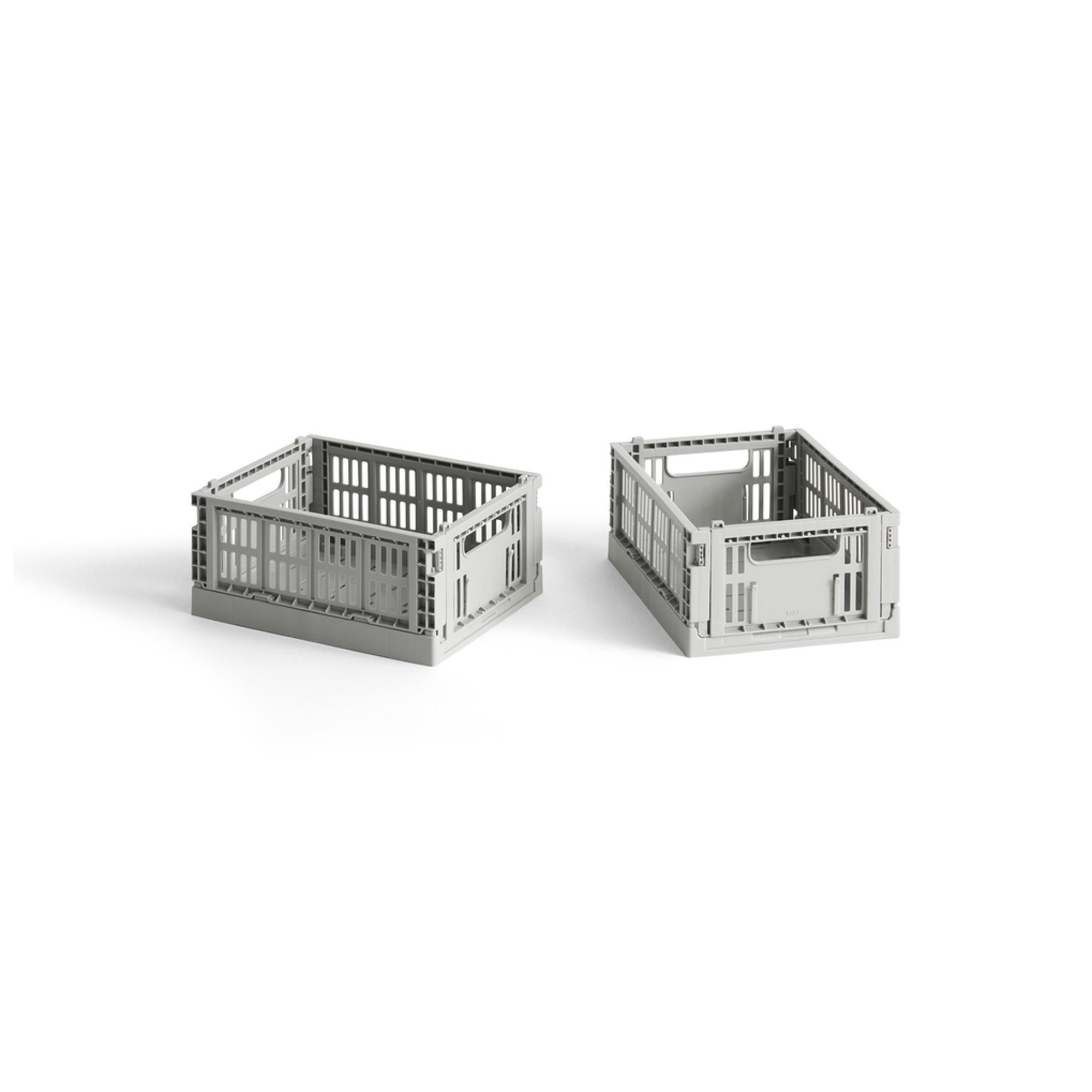 HAY Colour Crate oppbevaringsboks minisett med 2 Lysegrå