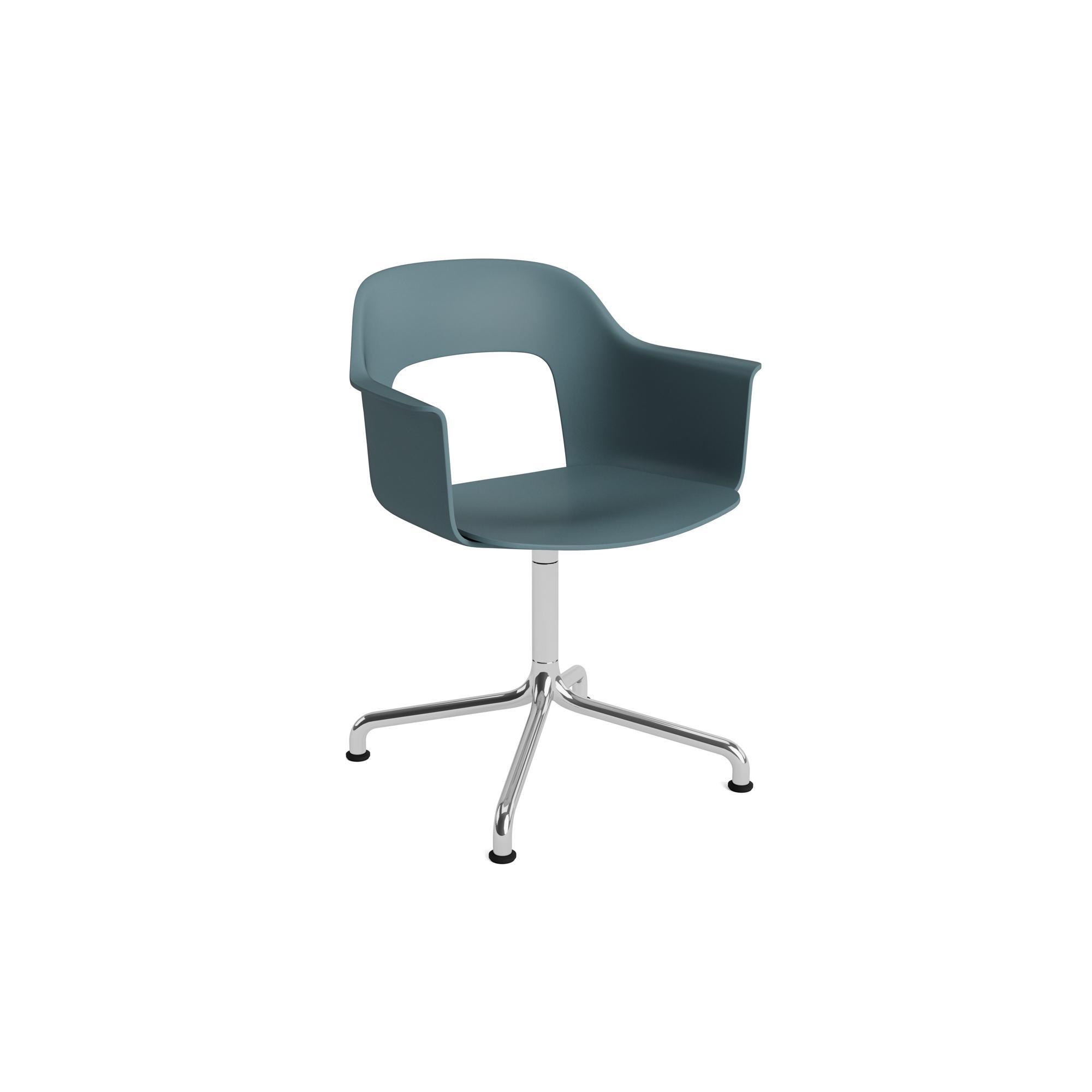 HAY Layout 251 eetkamerstoel met armleuningen en draaifunctie, oceaanblauw/ Aluminium