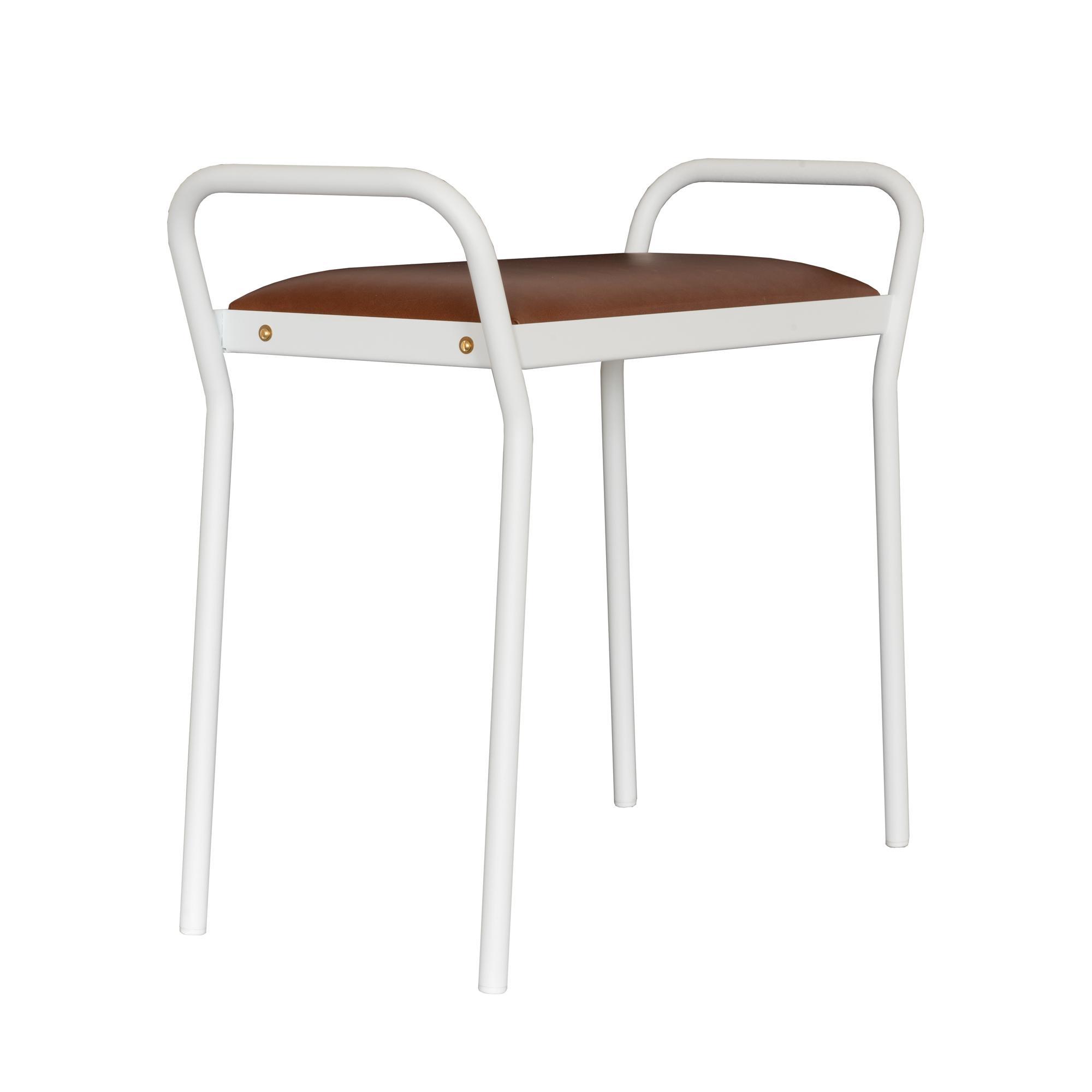 Maze Anyone Stool White/Cognac