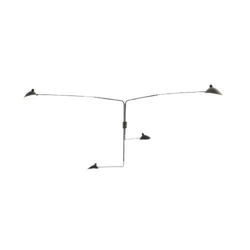 Serge Mouille 4 Roterande Raka Armar Vägglampa Svart