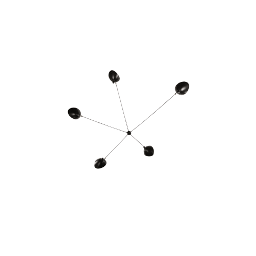 Serge Mouille Spider 5 Vägglampa med Fasta Armar Svart