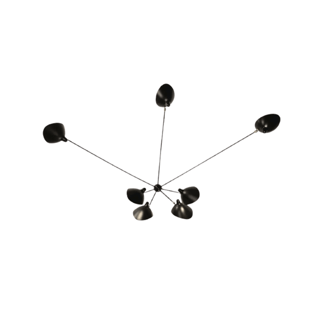 Serge Mouille Spider 7 Vägglampa med Fasta Armar Svart