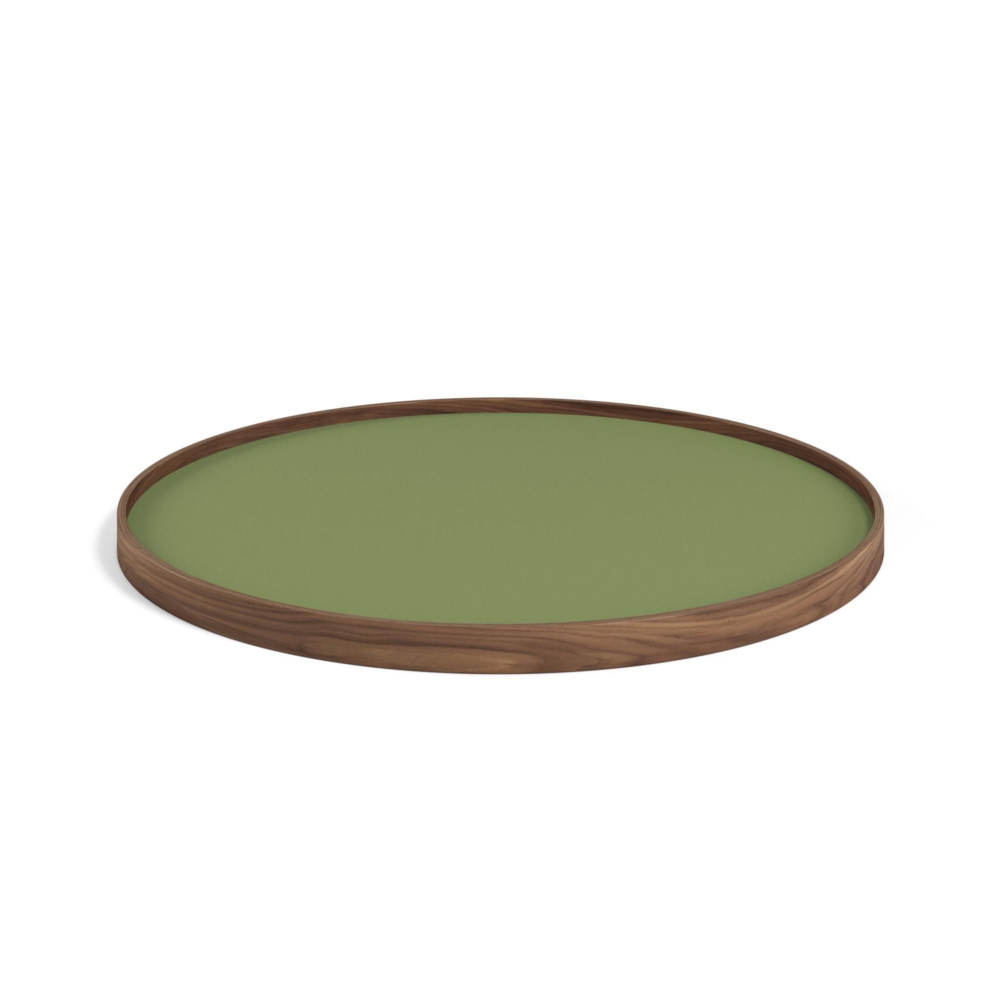 Brdr. Krüger Bølling Tray Ø60 Walnut with Plate I Green/ Dark Green