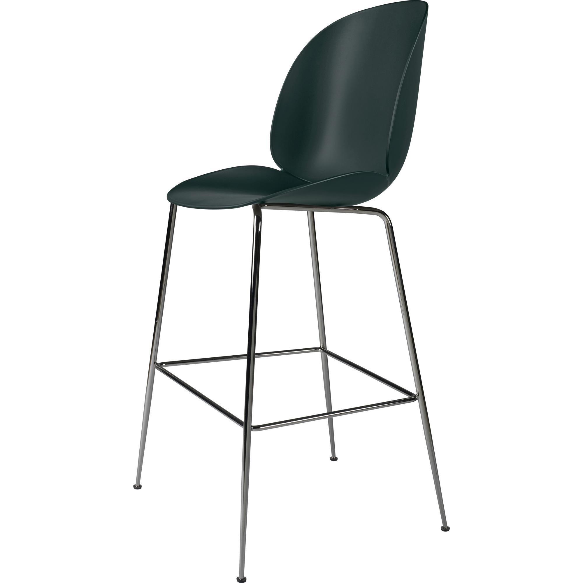 GUBI Beetle Bar Stool 75 Conic Base Black Chrome/ Dark Green