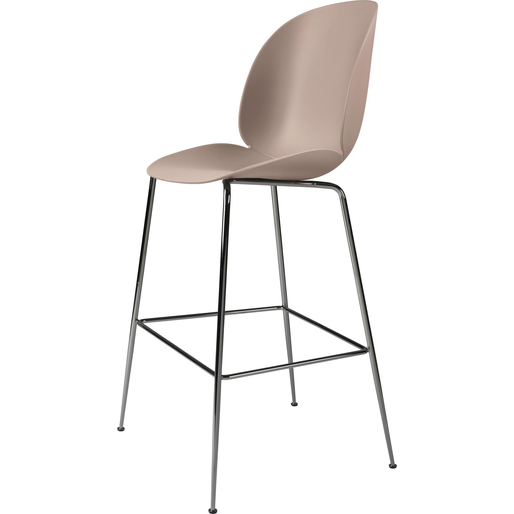 GUBI Beetle Bar Stool 75 Conic Base Black Chrome/ Sweet Pink