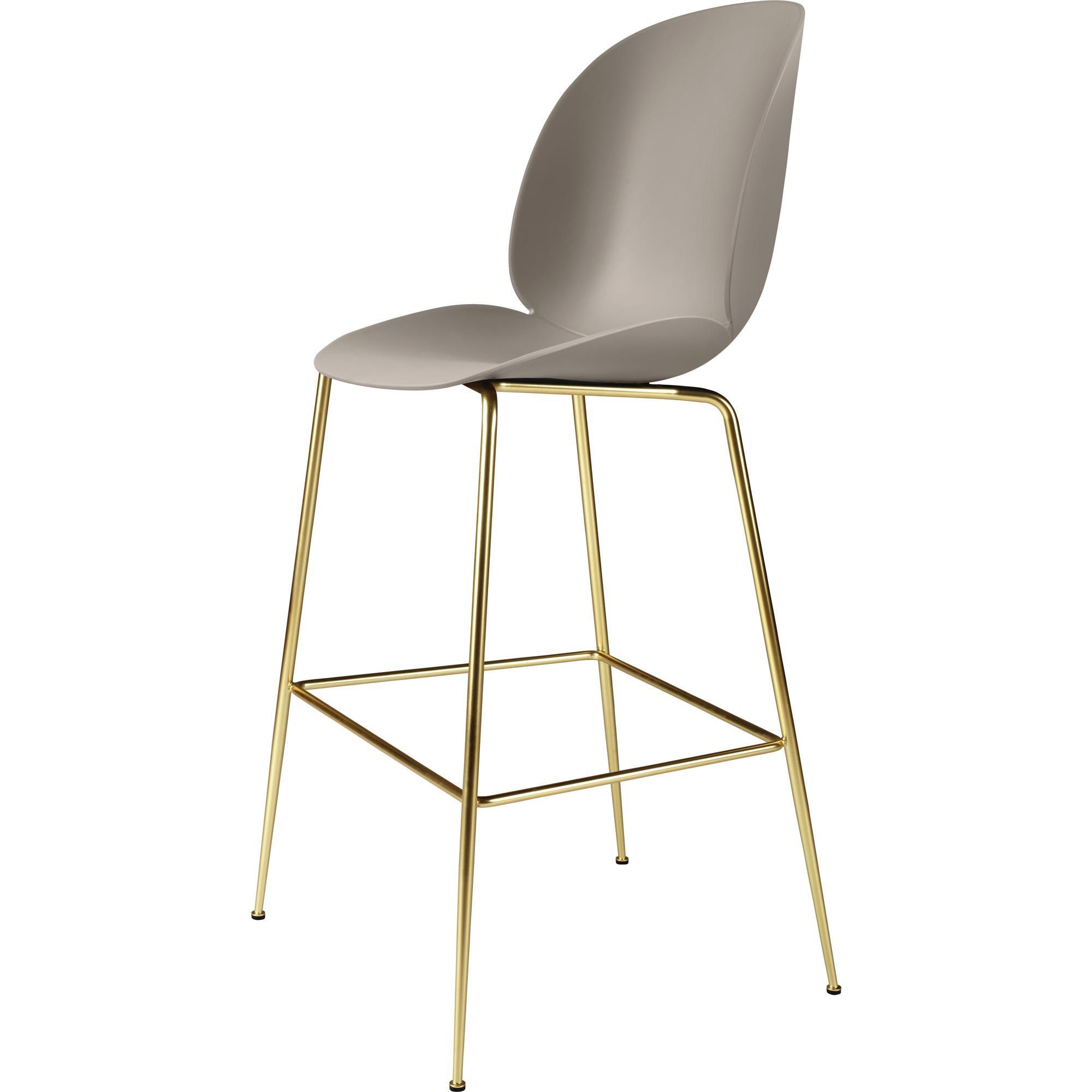 GUBI Beetle Bar Stool 75 Conic Base Brass Semi Matt/ New Beige