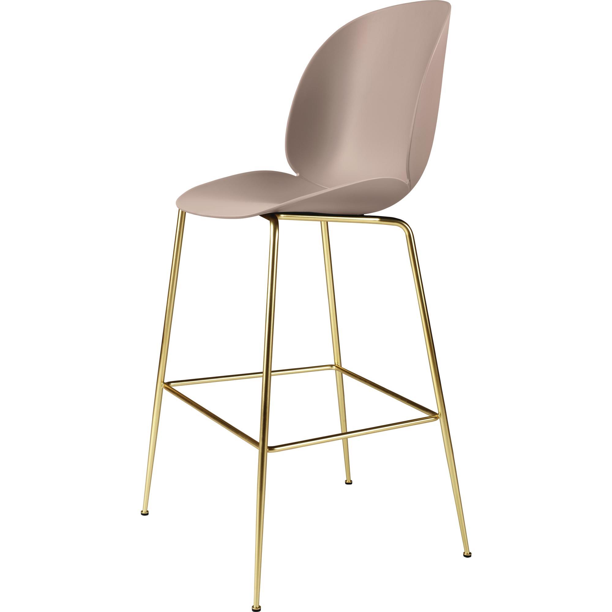 GUBI Beetle Bar Stool 75 Conic Base Brass Semi Matt/ Sweet Pink