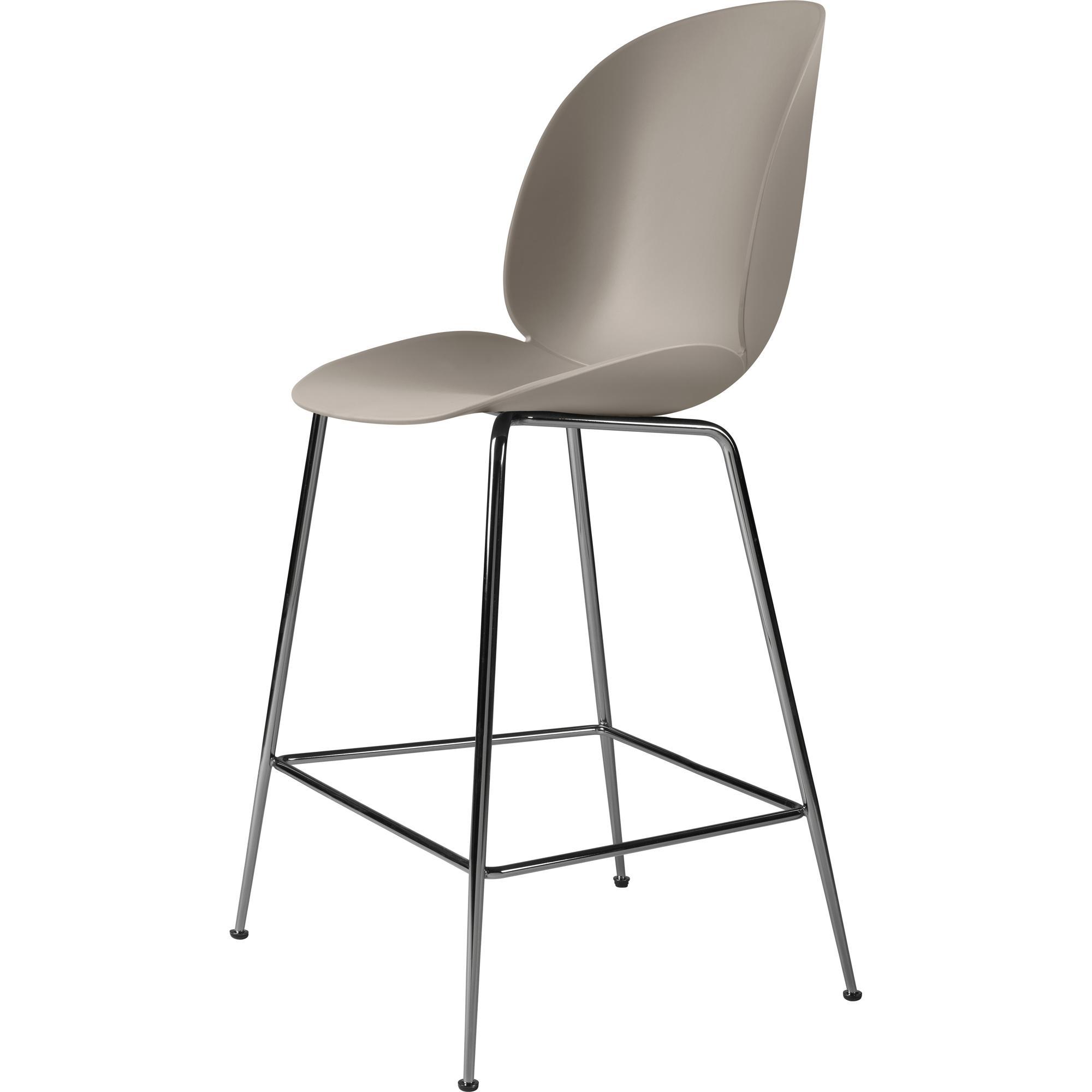 GUBI Beetle Bar Stool 65 Conic Base Black Chrome/ New Beige