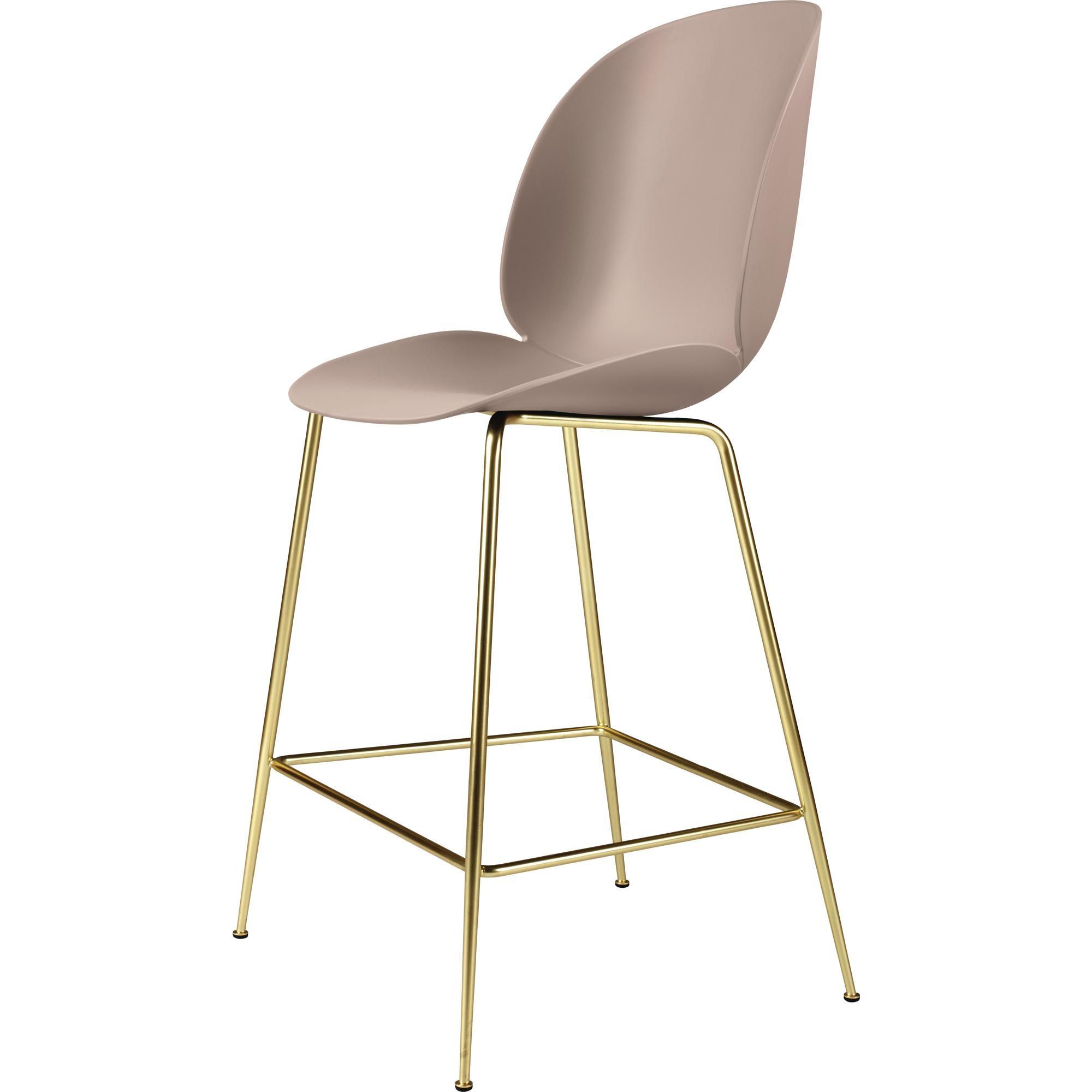 GUBI Beetle Bar Stool 65 Conic Base Brass Semi Matt/ Sweet Pink