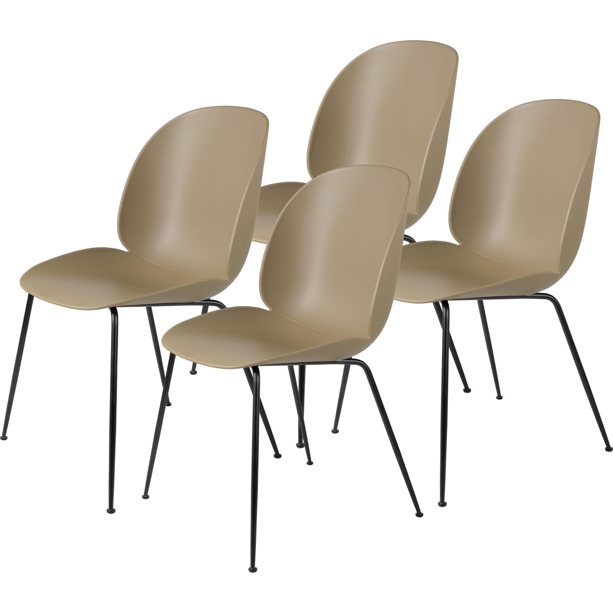 GUBI Beetle Dining Chair Conic Base/ Matt Black/ Pebble Brown 4 Pcs.