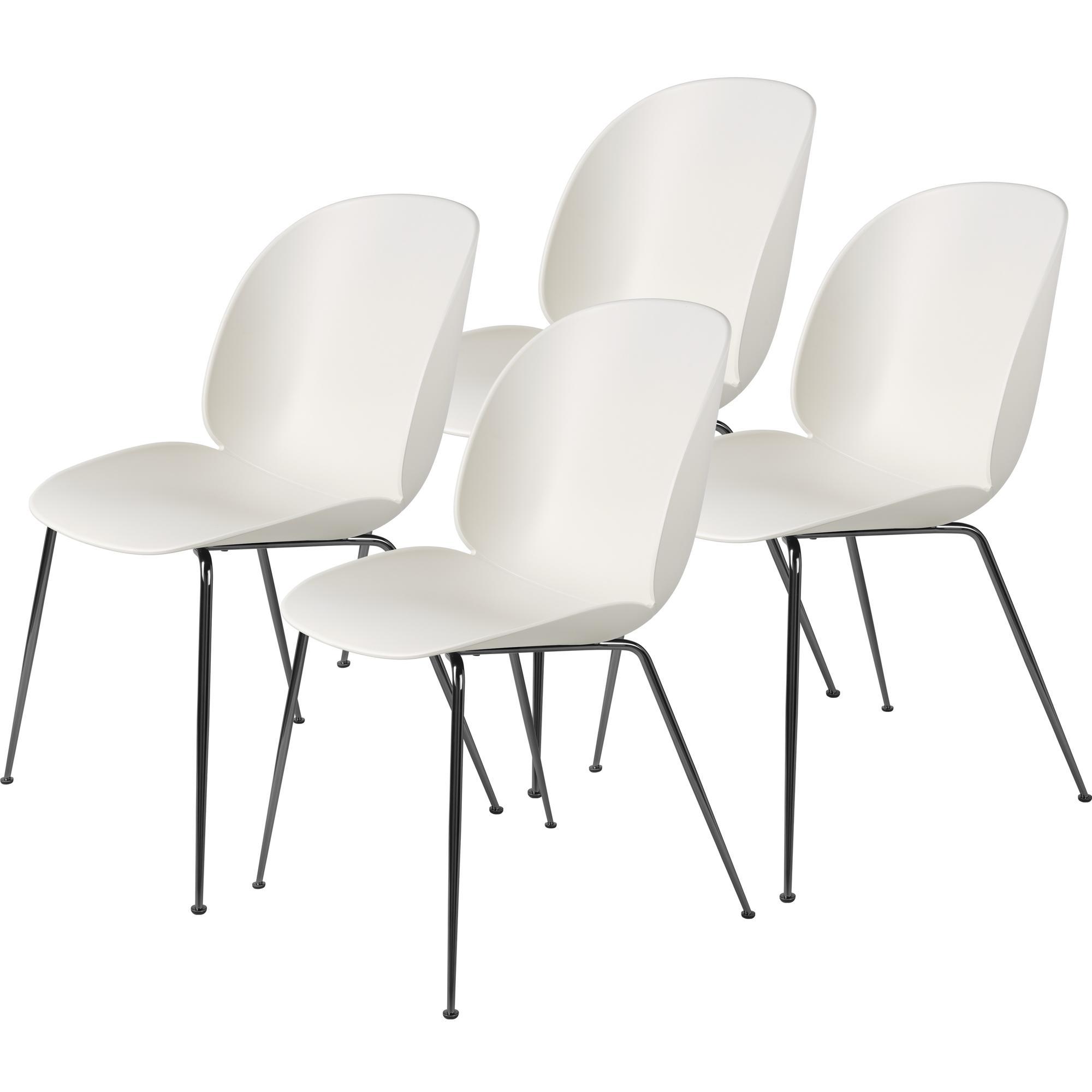 GUBI Beetle Dining Chair Conic Base/ Black Chrome/ Alabaster White 4 Pcs.