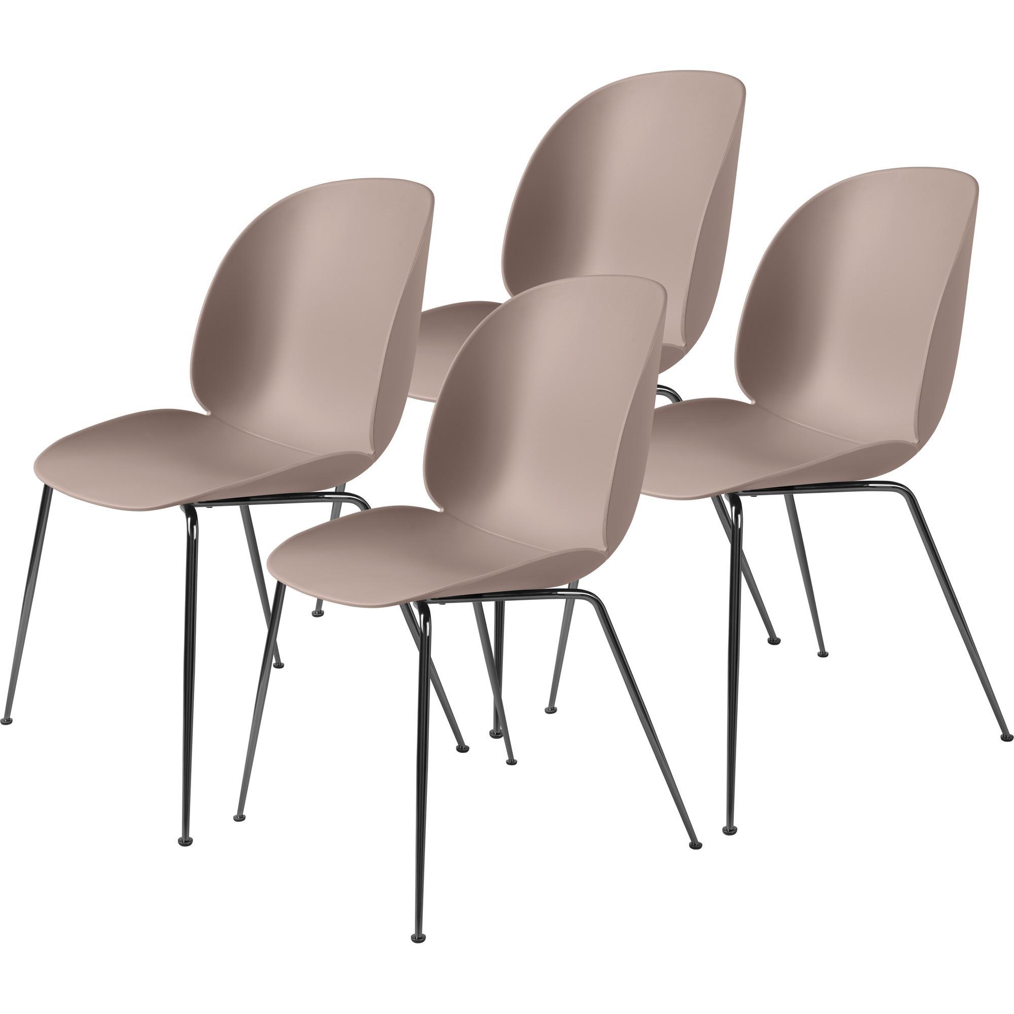 GUBI Beetle Dining Chair Conic Base/ Black Chrome/ Sweet Pink 4 Pcs.