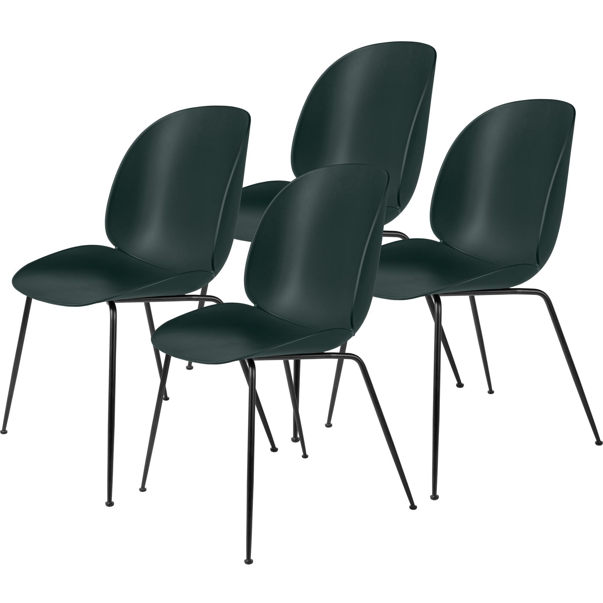 GUBI Beetle Dining Chair Conic Base/ Matt Black/ Dark Green 4 Pcs.