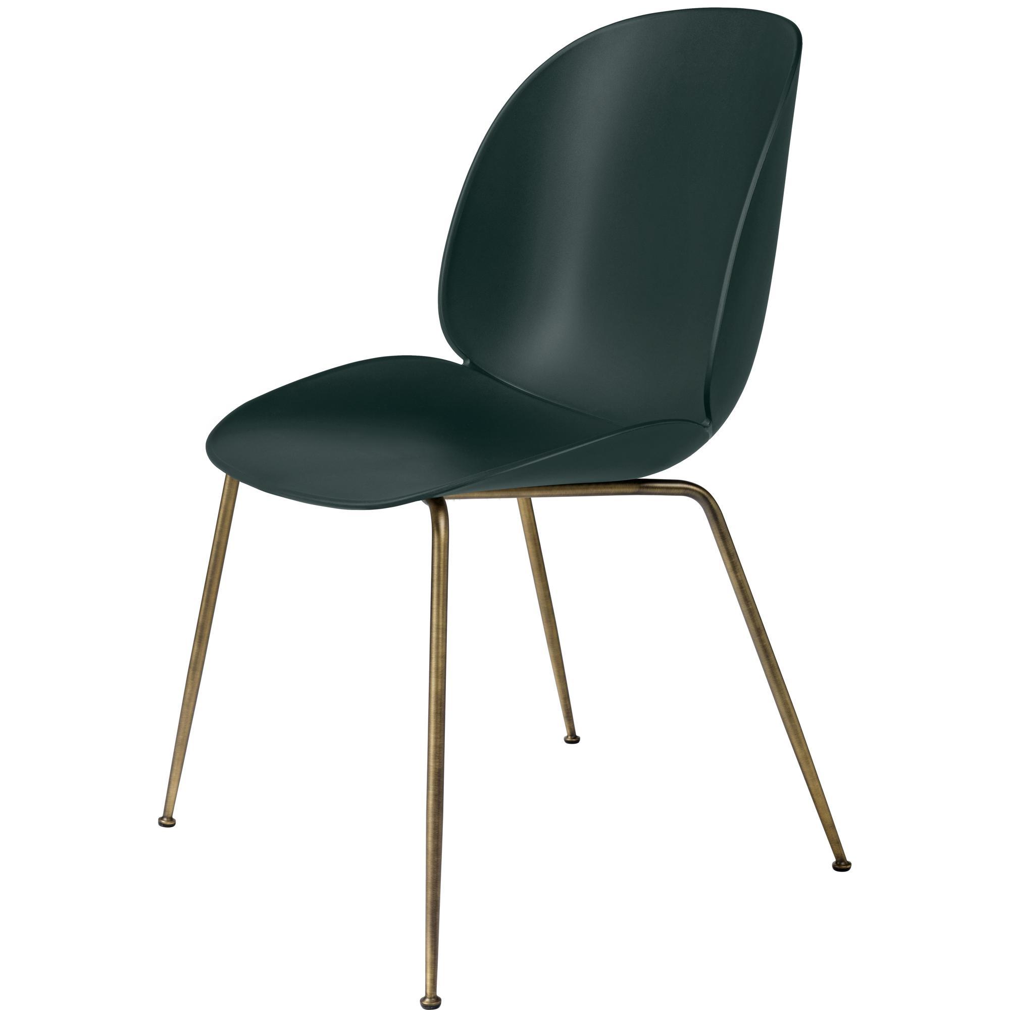 GUBI Beetle Dining Chair Conic Base Antique Brass/ Dark Green