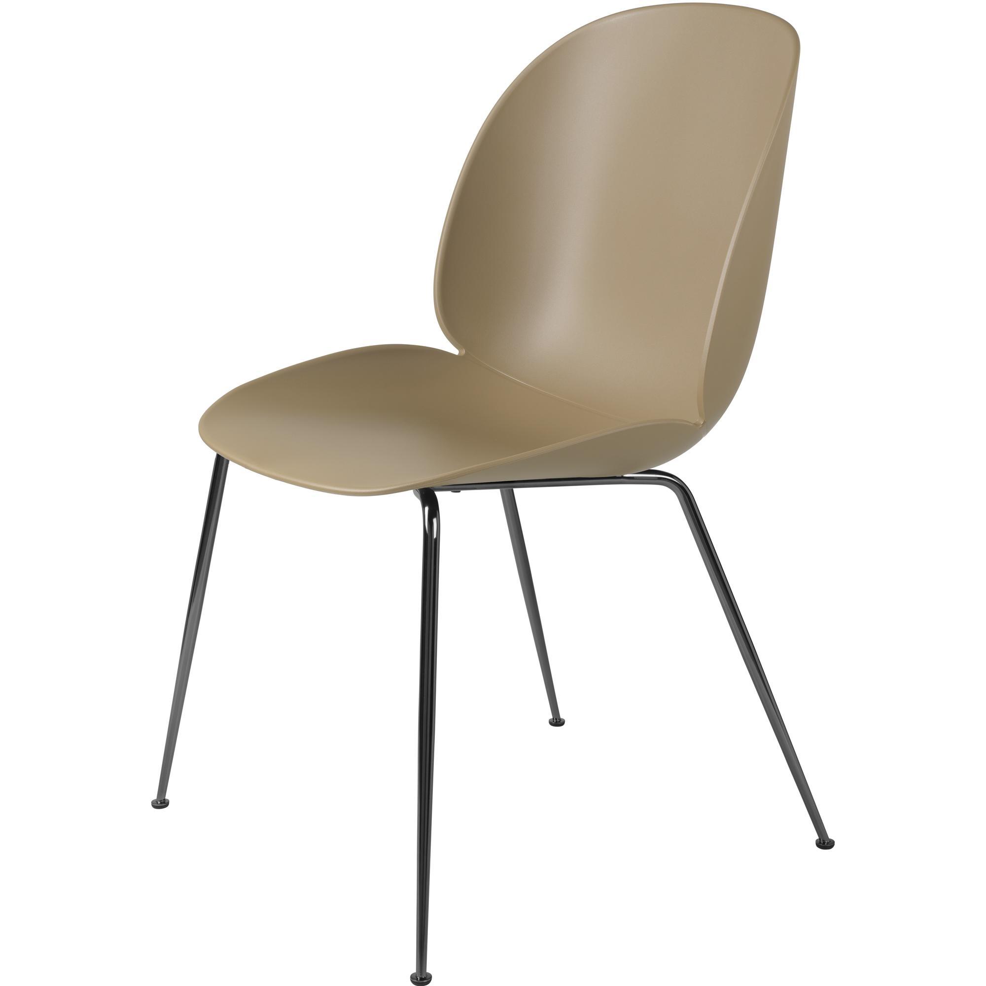 GUBI Beetle Dining Chair Conic Base Black Chrome/ Pebble Brown