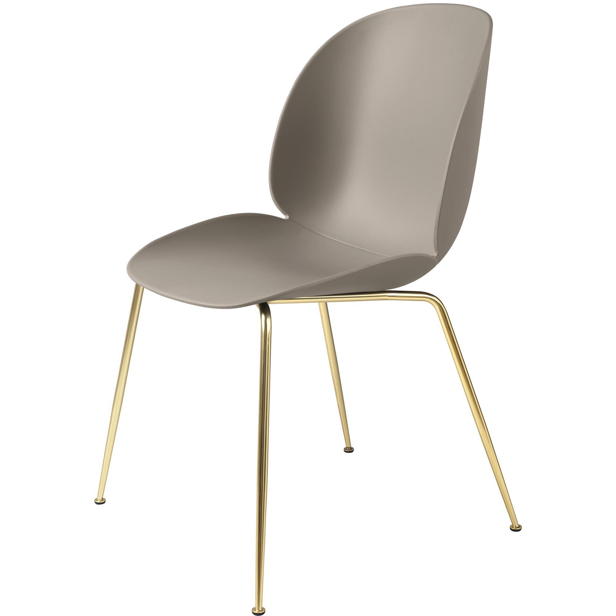 GUBI Beetle Dining Chair Conic Base Brass Semi Matt/ New Beige