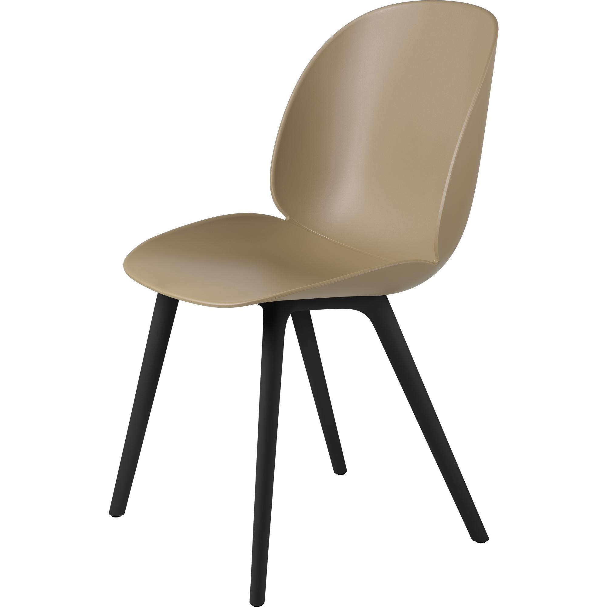 GUBI Beetle Dining Chair Black Plastic Base/ Pebble Brown