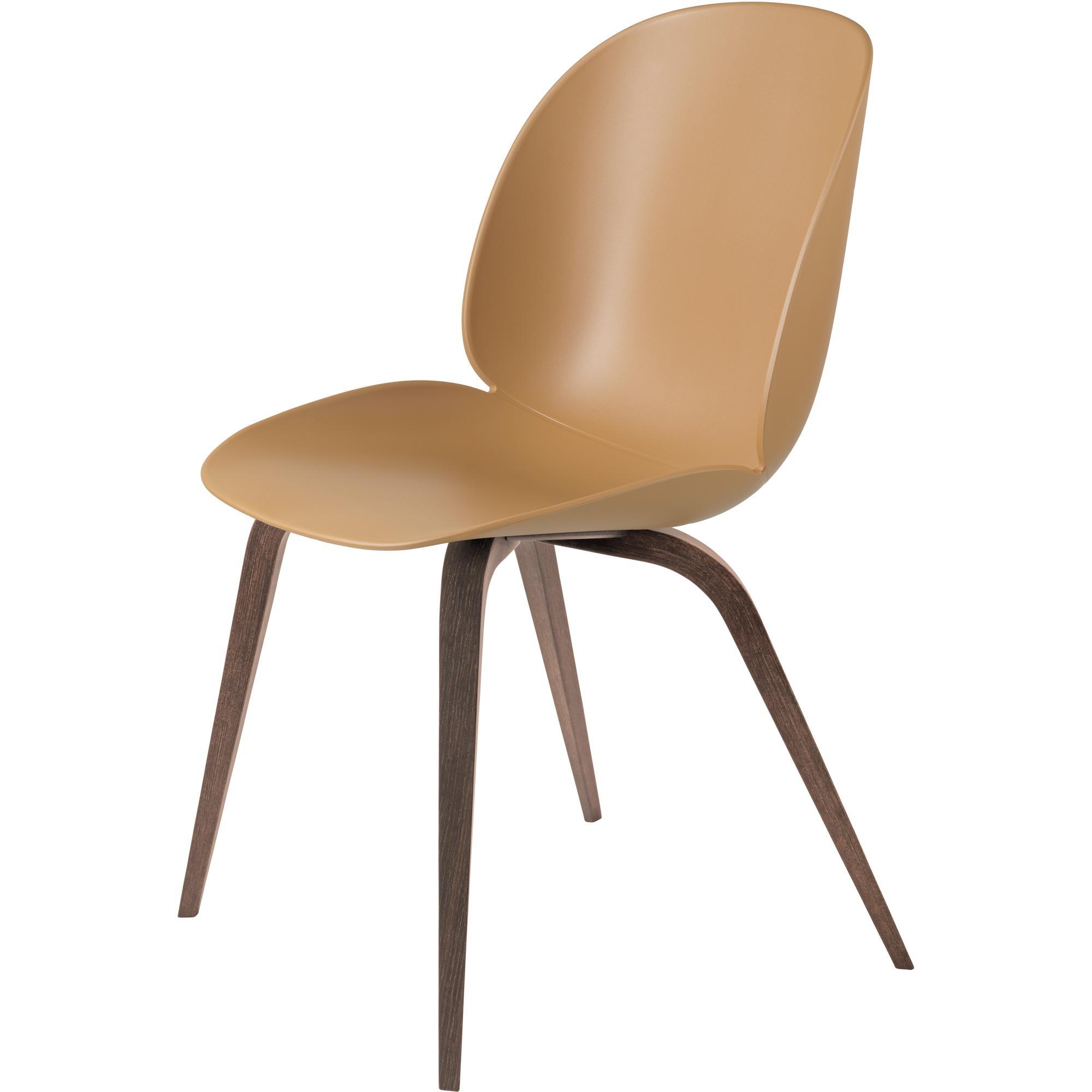 GUBI Beetle Dining Chair Wooden Base American Walnut Matt/ Amber Brown