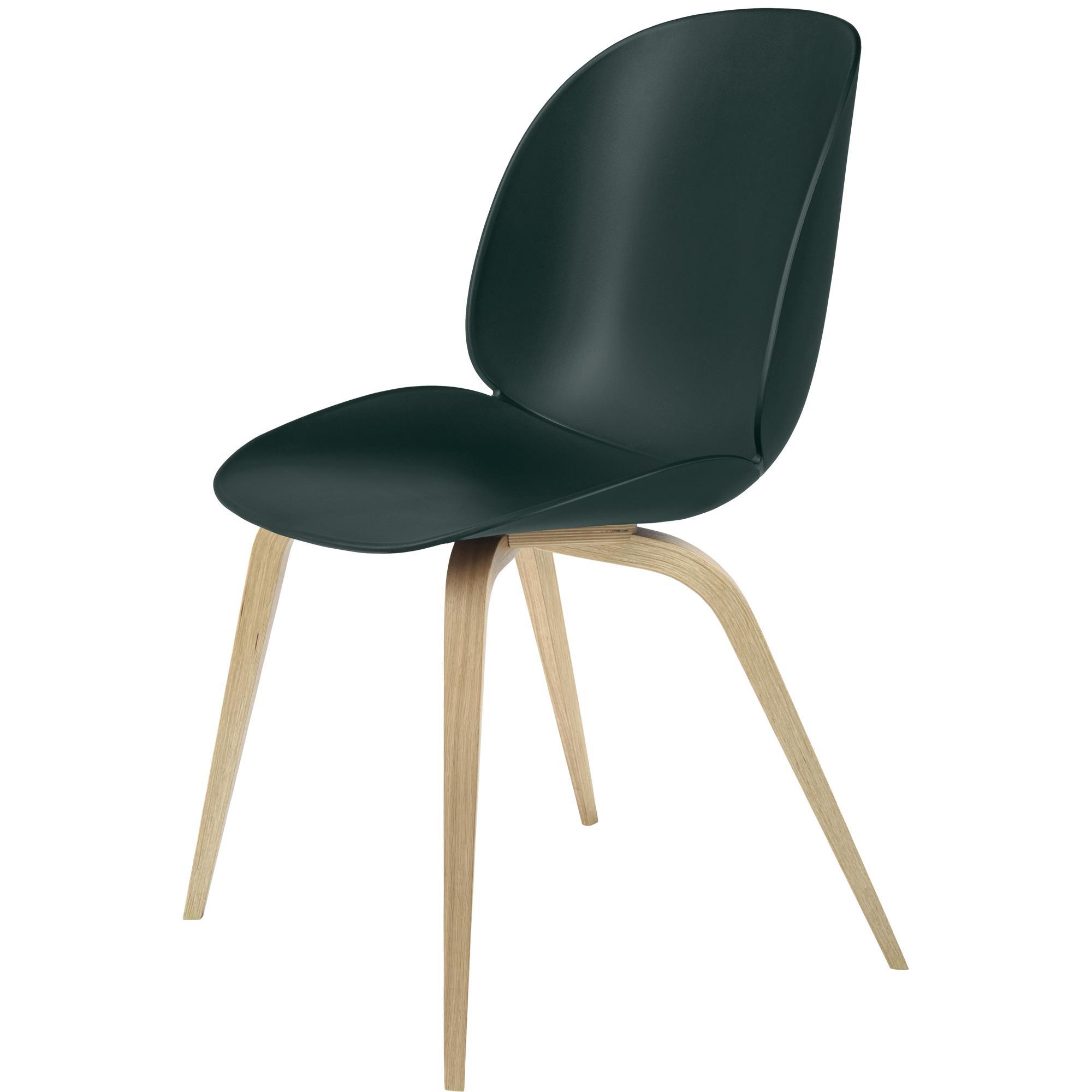 GUBI Beetle Dining Chair Wooden Base Oak Semi Matt/ Dark Green