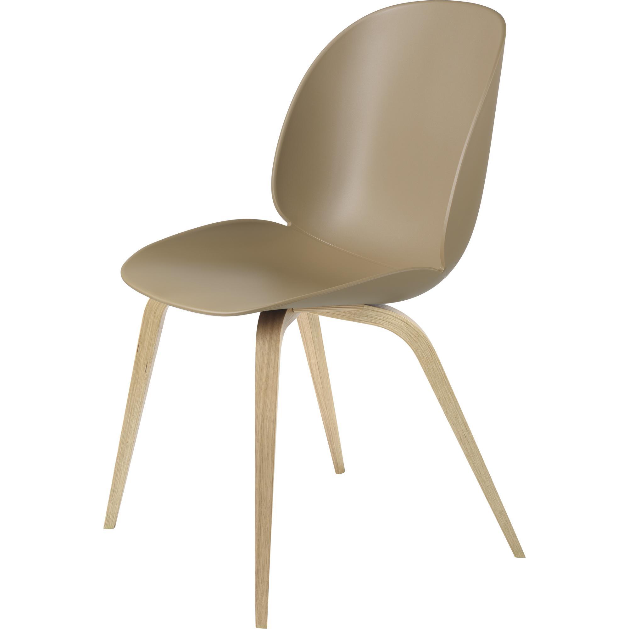 GUBI Beetle Dining Chair Wooden Base Oak Semi Matt/ Pebble Brown