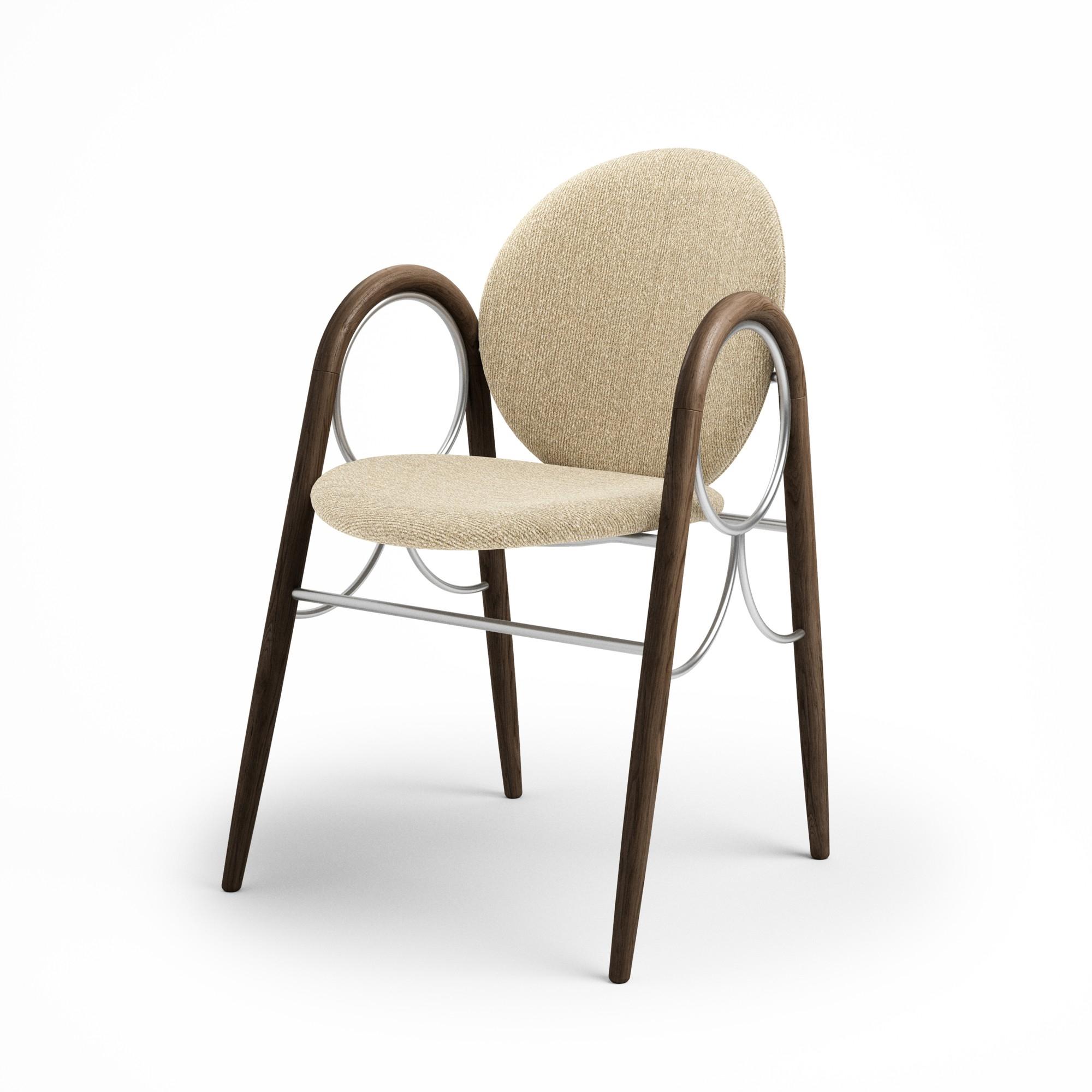 Brdr. Krüger Arcade Dining Chair Gestell Aus Chrom Metall und Räuchereiche mit Polsterung in Creme 0019