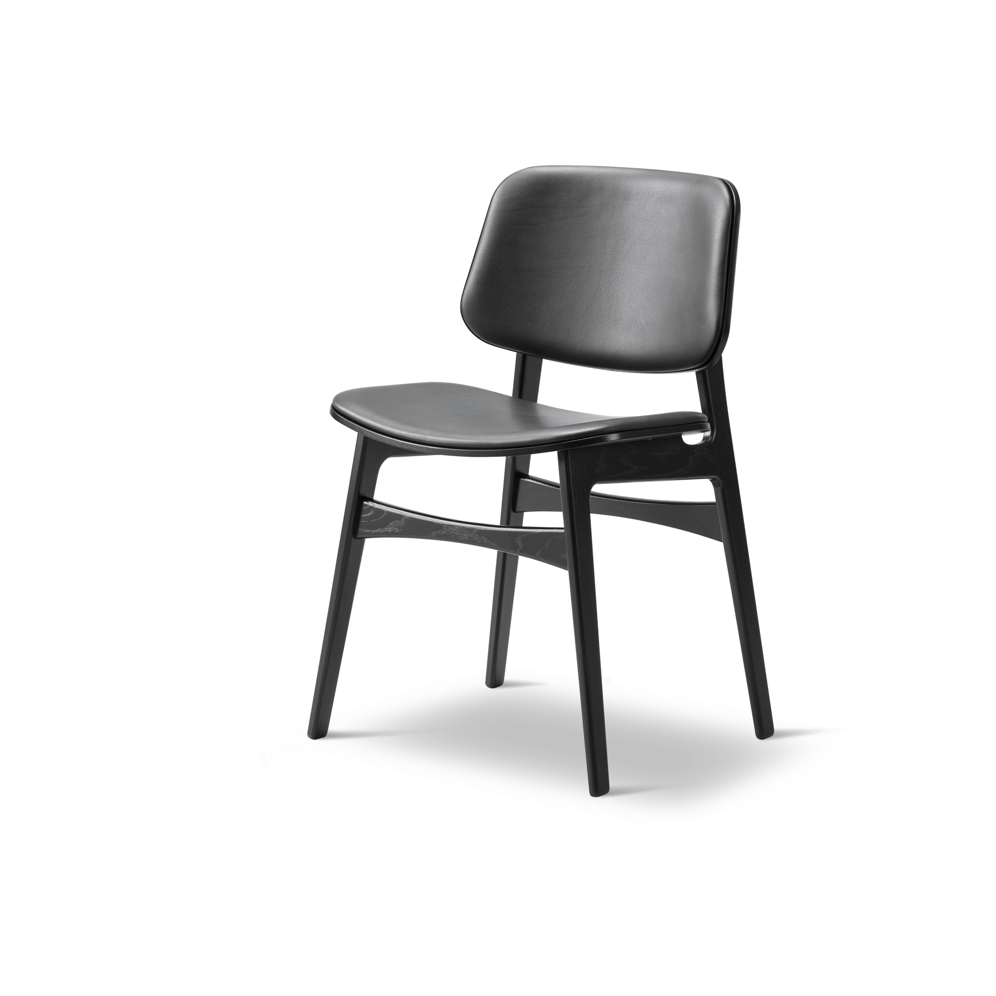 Fredericia Furniture Søborg Wood Spisebordsstol Polstret Sort Lakeret/Læder 88 Sort