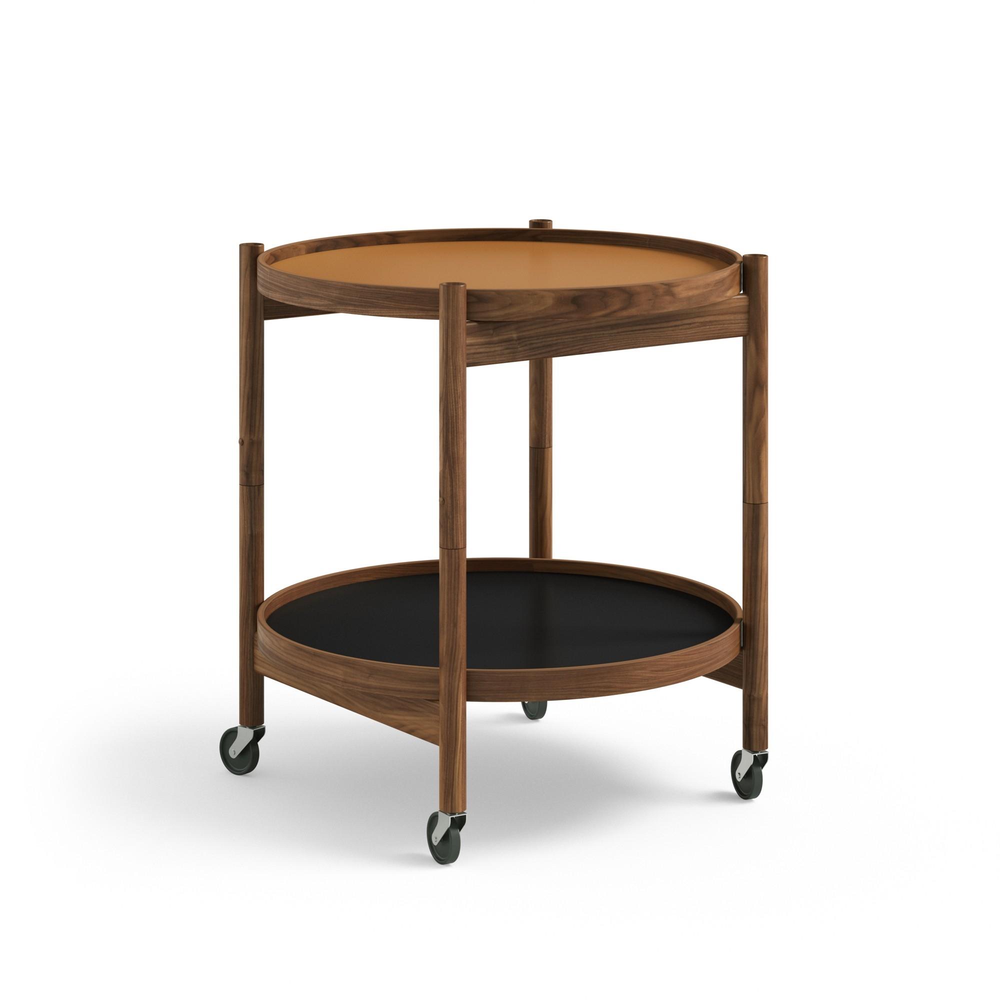 Brdr. Krüger Bølling Tabletttisch Ø50 Walnuss mit Platten in Cognac/ Schwarz