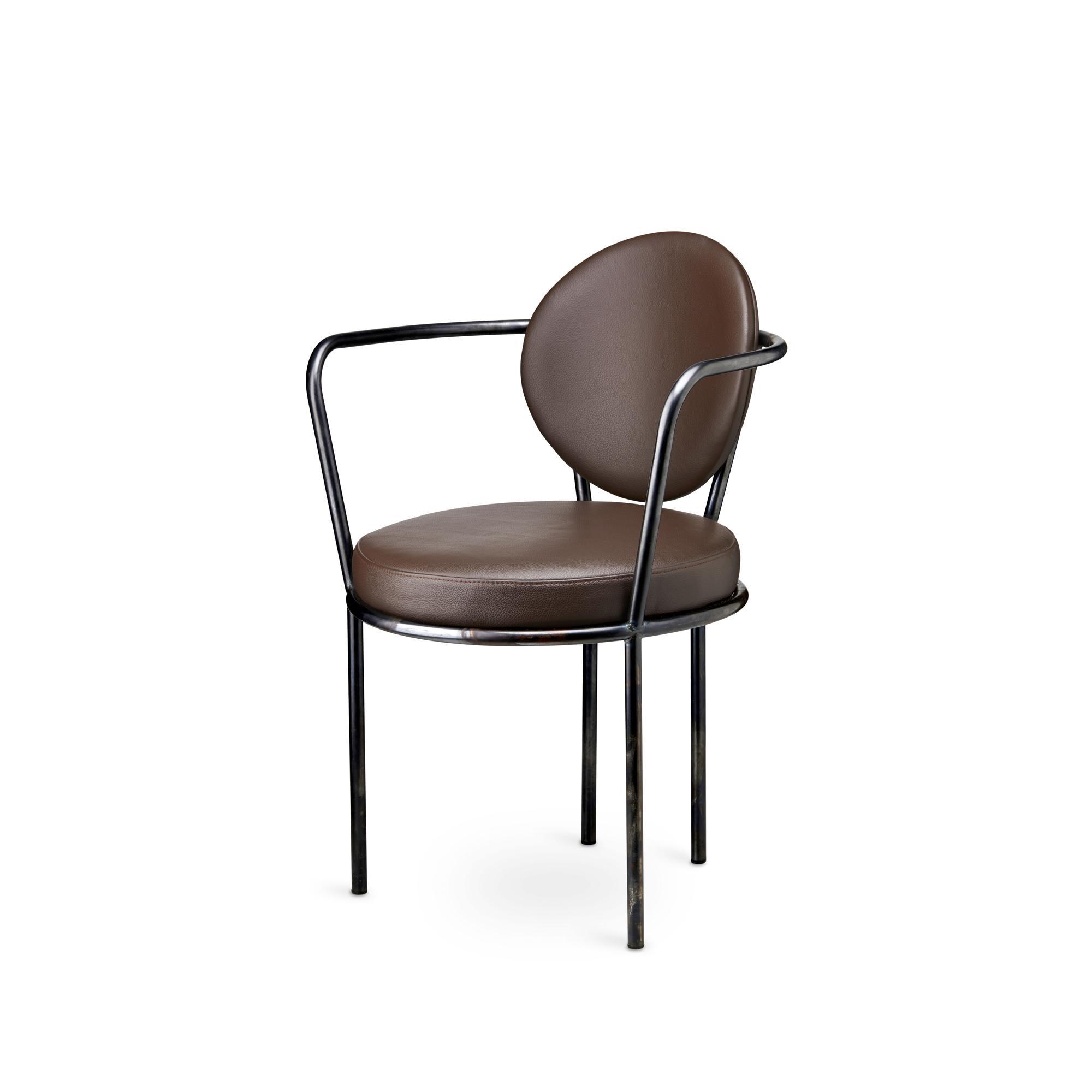 Design By Us Casablanca Matbordsstol Läderklädd Metall/ Brun