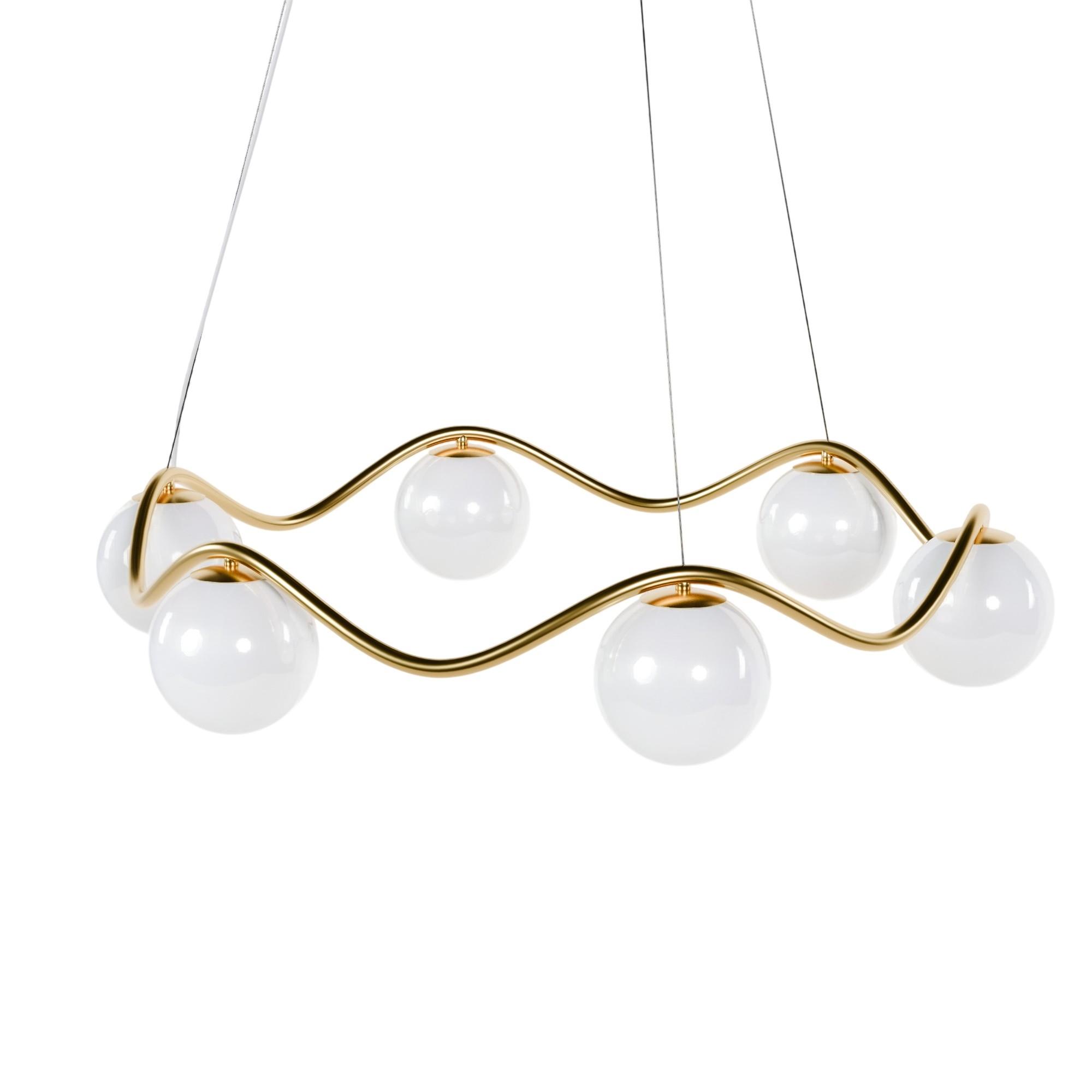 Lámpara colgante Círculo de la Vida de Rebello Decor, Ø91 cm, Cable Transparente , Ø15 cm de bolas.