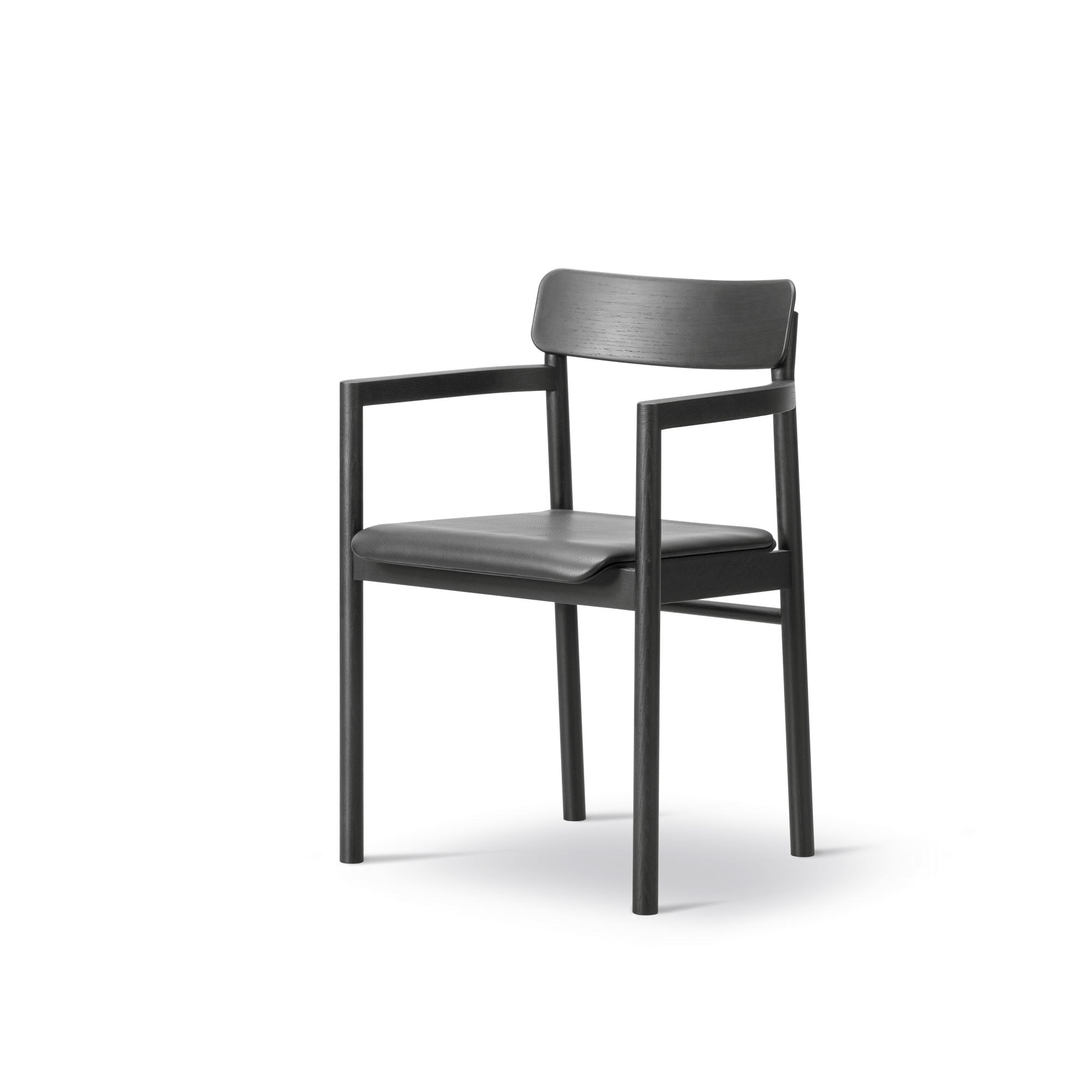 Fredericia Furniture Post Esstischstuhl M. Armlehne Eiche Schwarz/Leder 88