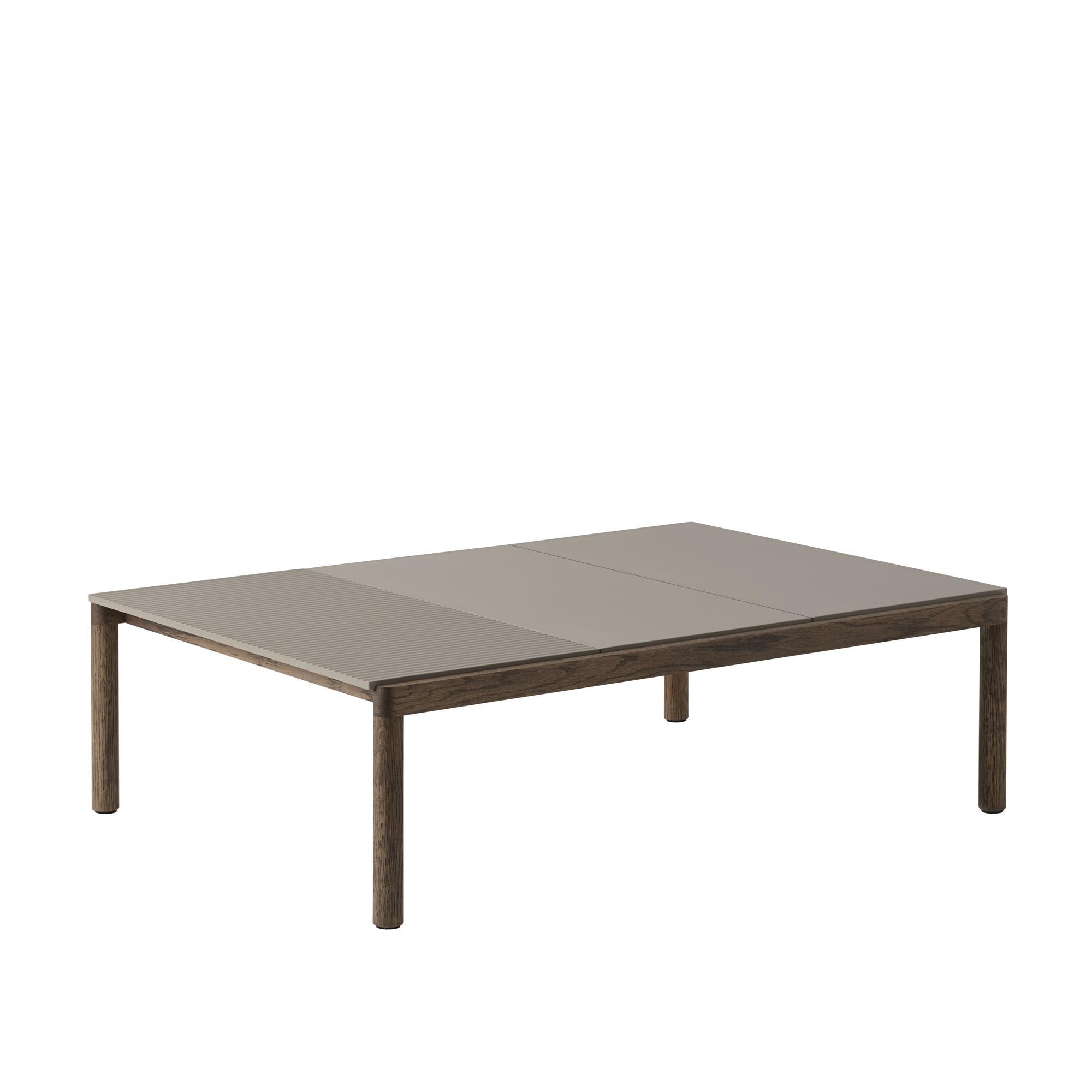 Muuto Couple Sofabord 2 Plain  1 Wavy Taupe/Mørk Eg