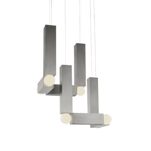 Lee Broom Vesper Duo Pendelleuchte mit Baldachin , Gebürstet Silber