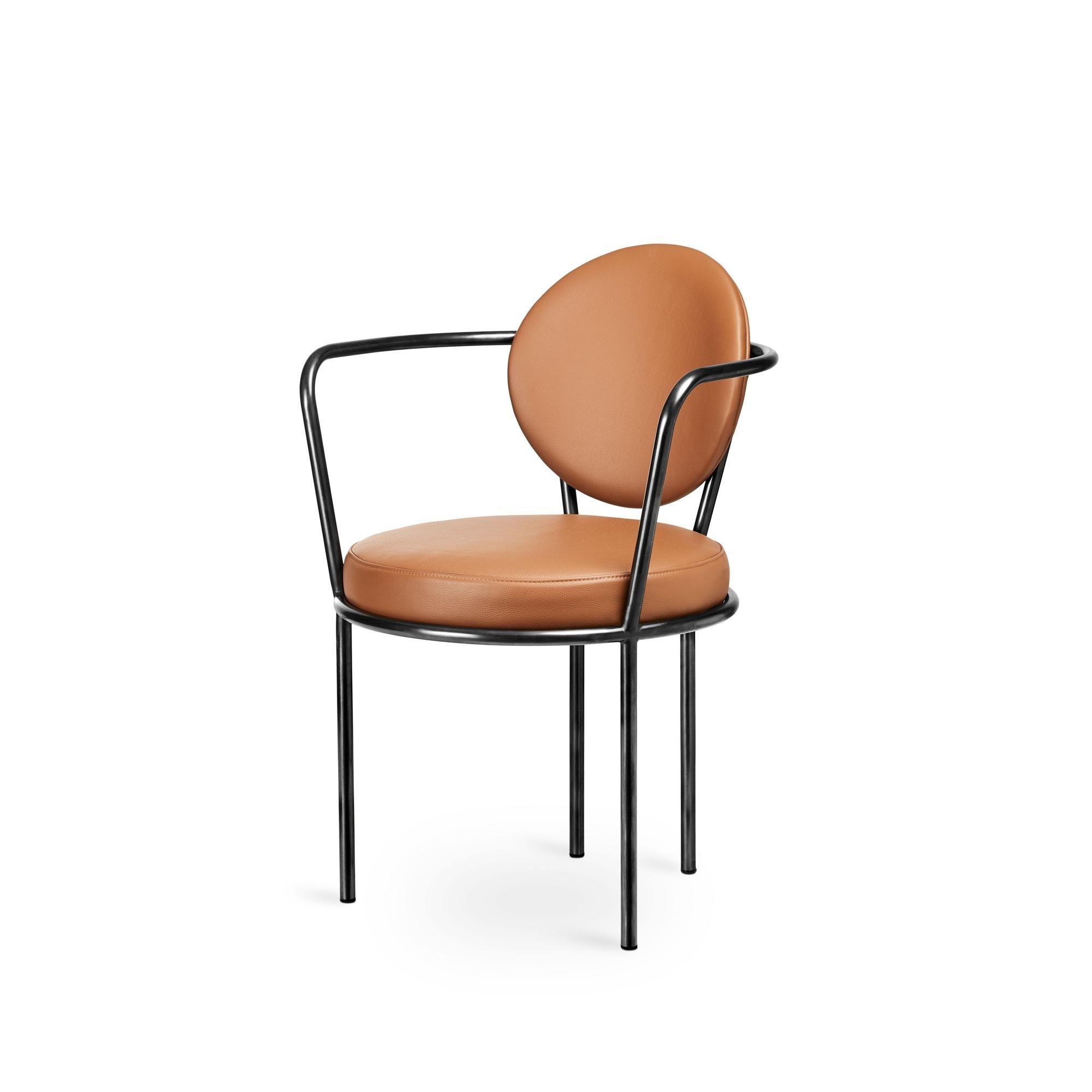 Design By Us Casablanca Spisebordsstol Læderpolstret Rå Metal/Lys Brun