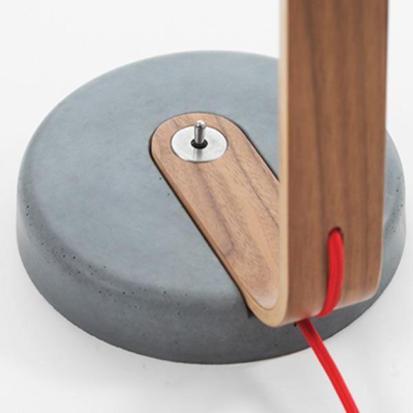decode Heavy Desk Light Table Lamp Dark Concrete w. Walnut