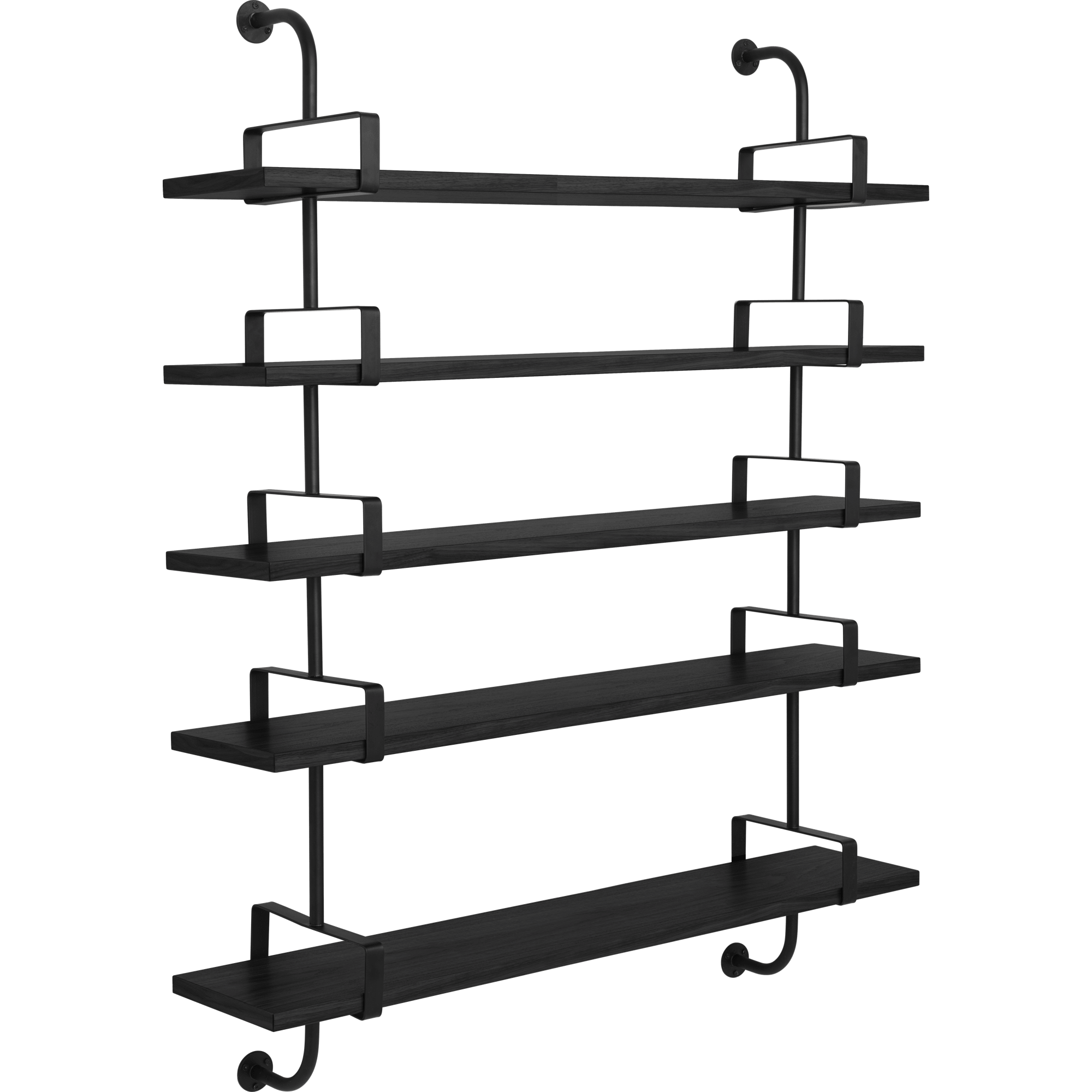 GUBI Démon Hylly L155 cm 5 Hyllyt Musta Ash